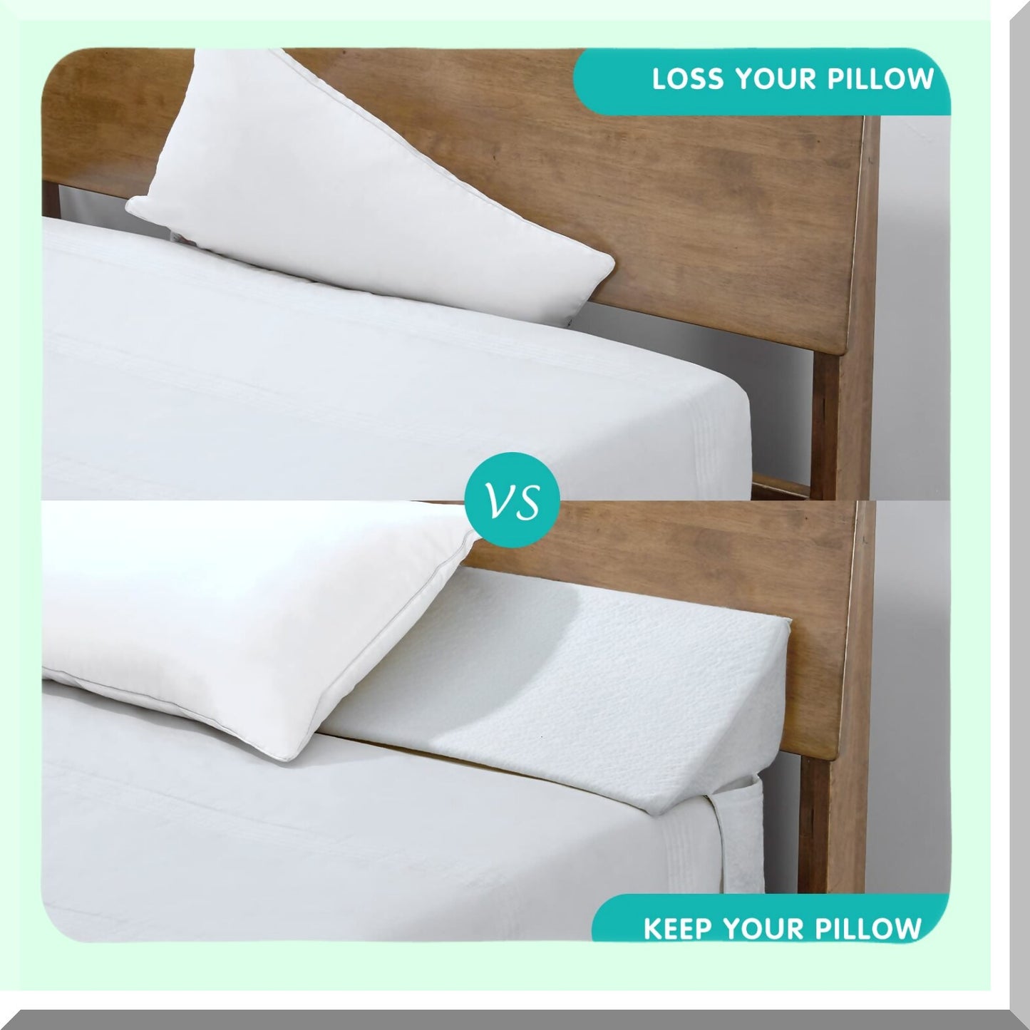SleepWell GapGuard - Queen Size Bed Wedge Pillow for Headboard Gap Filler & Backrest Support - White 60"x10"x6" - Fill The Gap for Better Sleep!