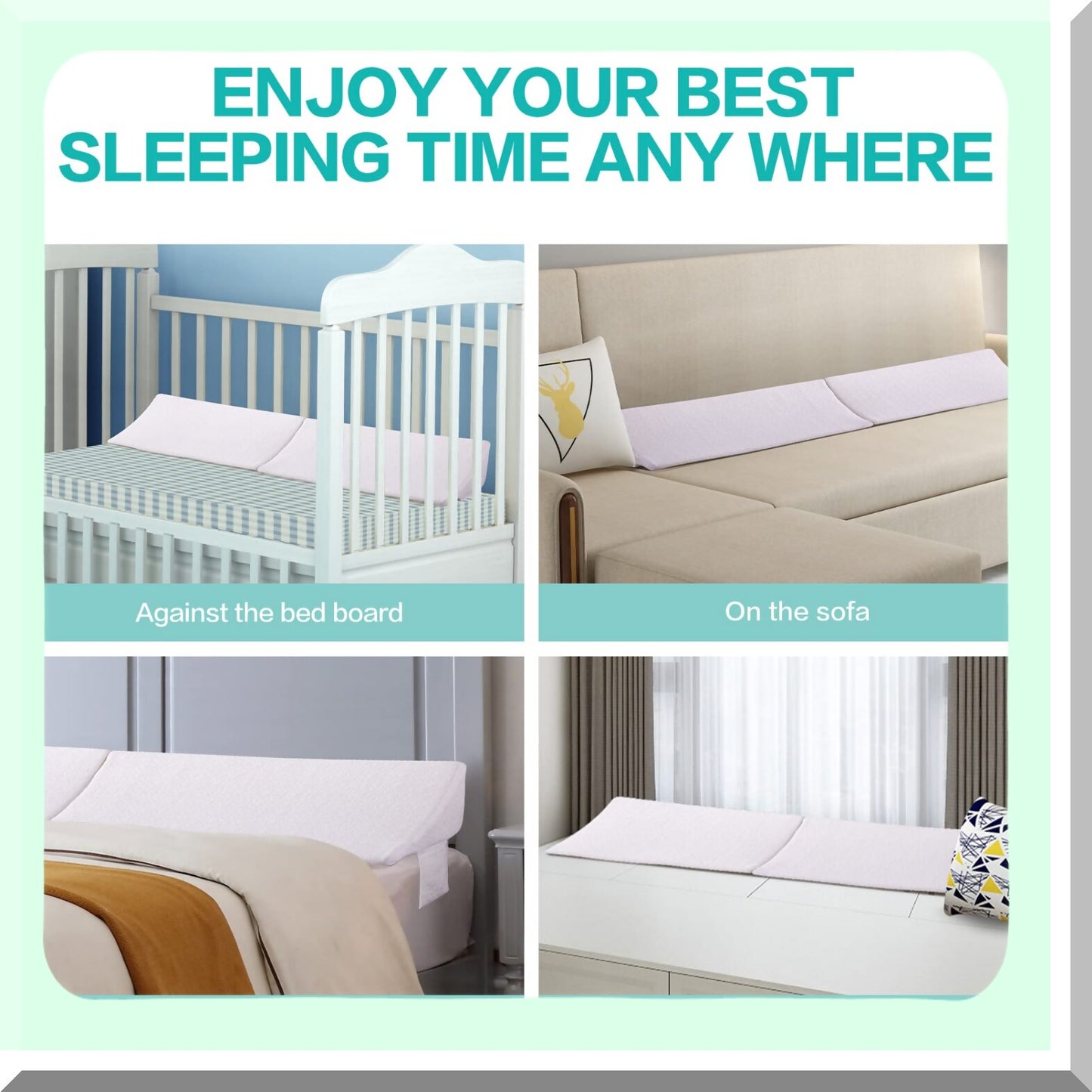 SleepWell GapGuard - Queen Size Bed Wedge Pillow for Headboard Gap Filler & Backrest Support - White 60"x10"x6" - Fill The Gap for Better Sleep!