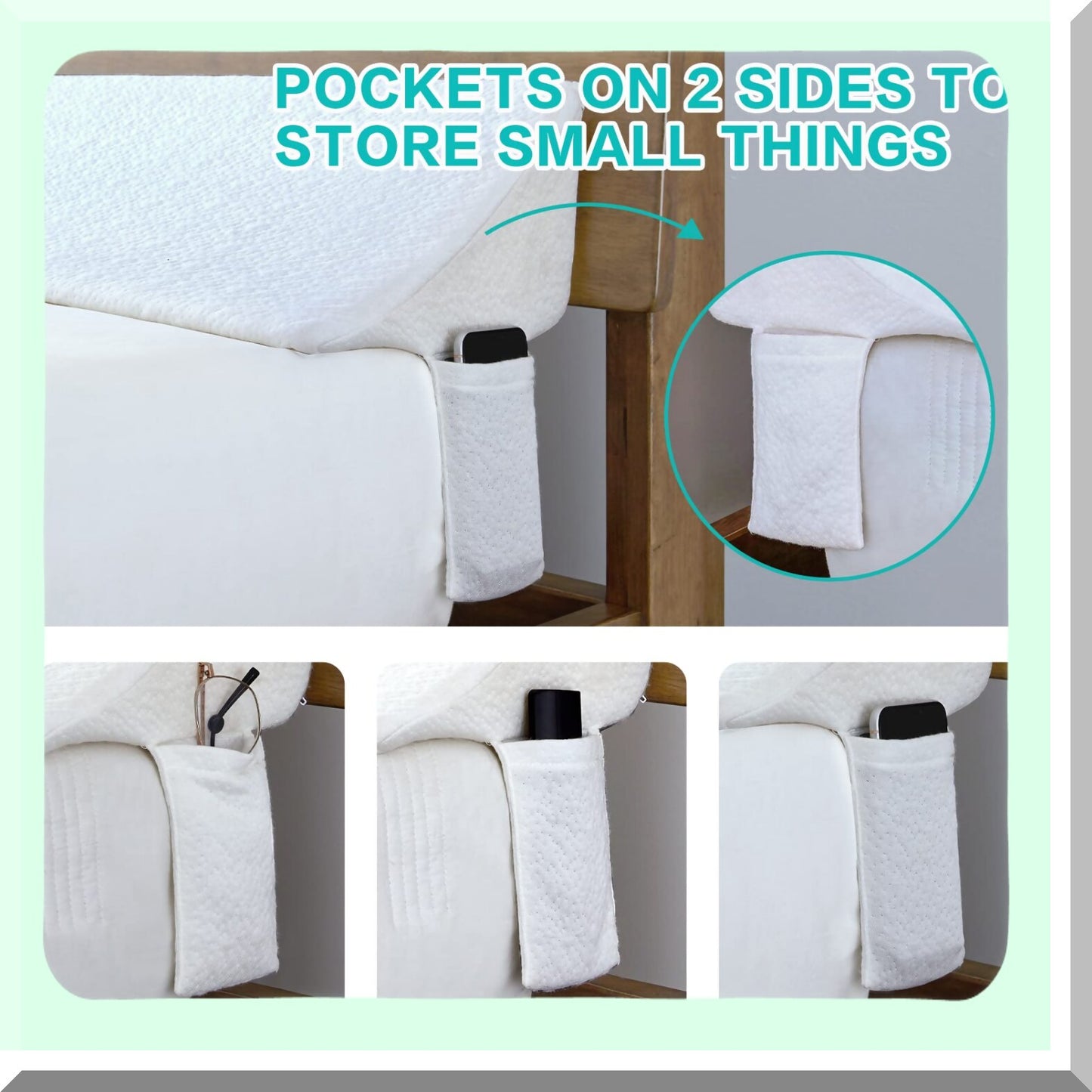 SleepWell GapGuard - Queen Size Bed Wedge Pillow for Headboard Gap Filler & Backrest Support - White 60"x10"x6" - Fill The Gap for Better Sleep!