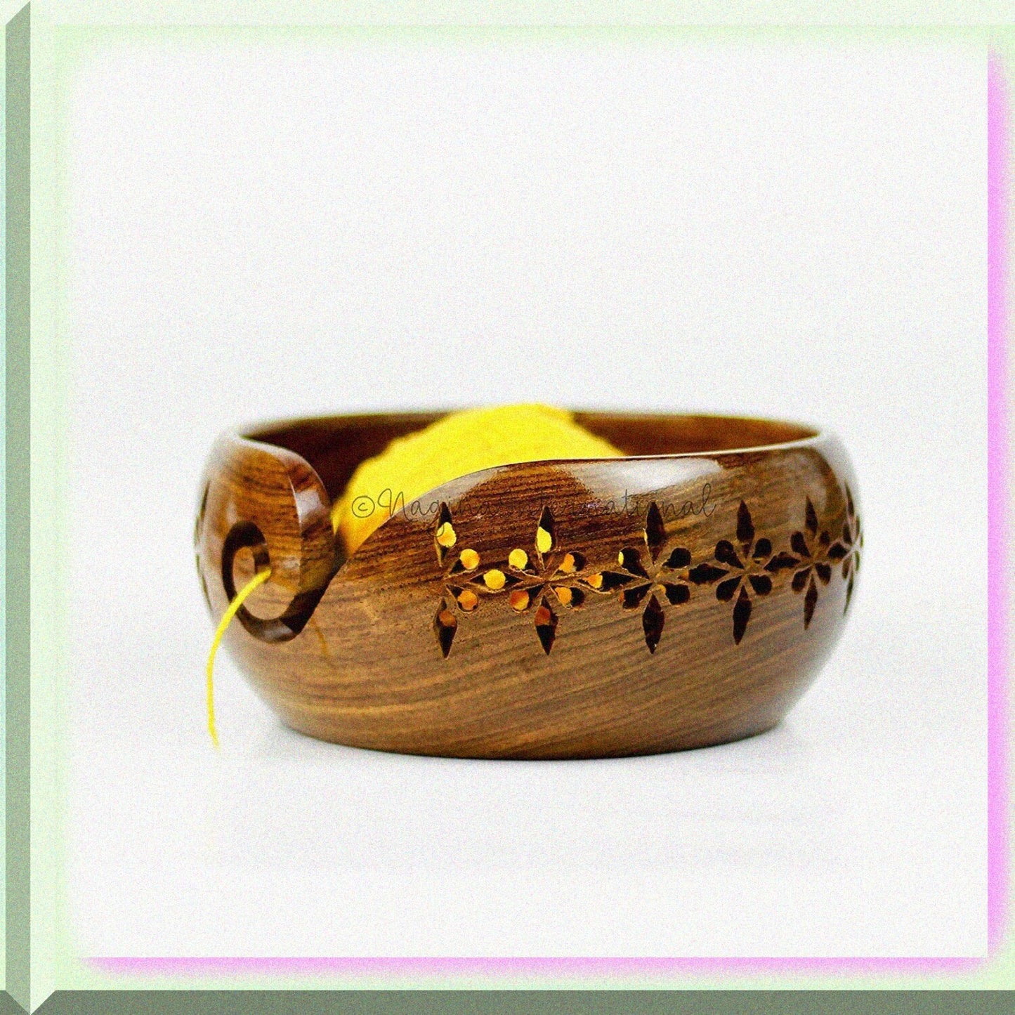 Rosewood Wooden Yarn Storage Bowl Medium