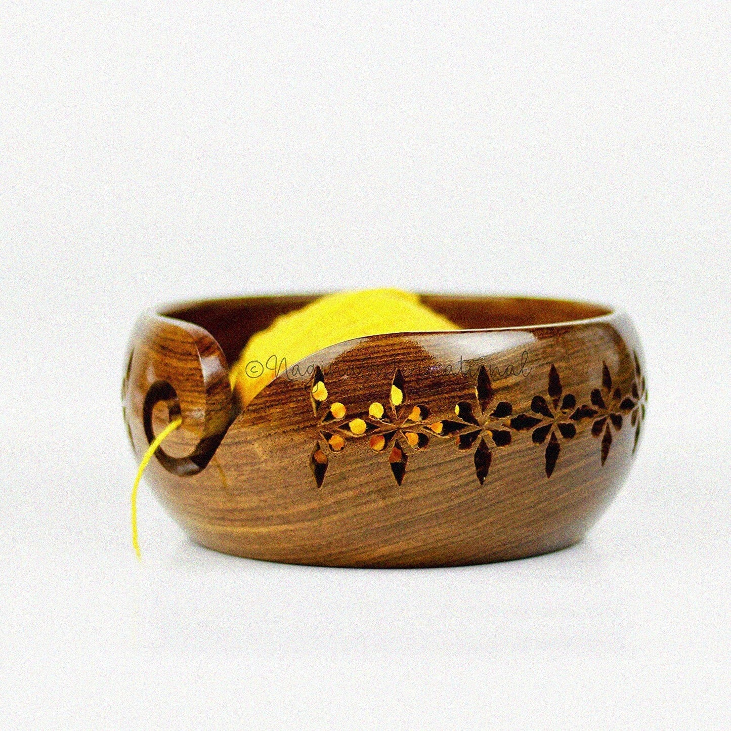 Rosewood Wooden Yarn Storage Bowl Medium