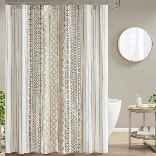 Imani Cotton Shower Curtain 72x72 Ivory