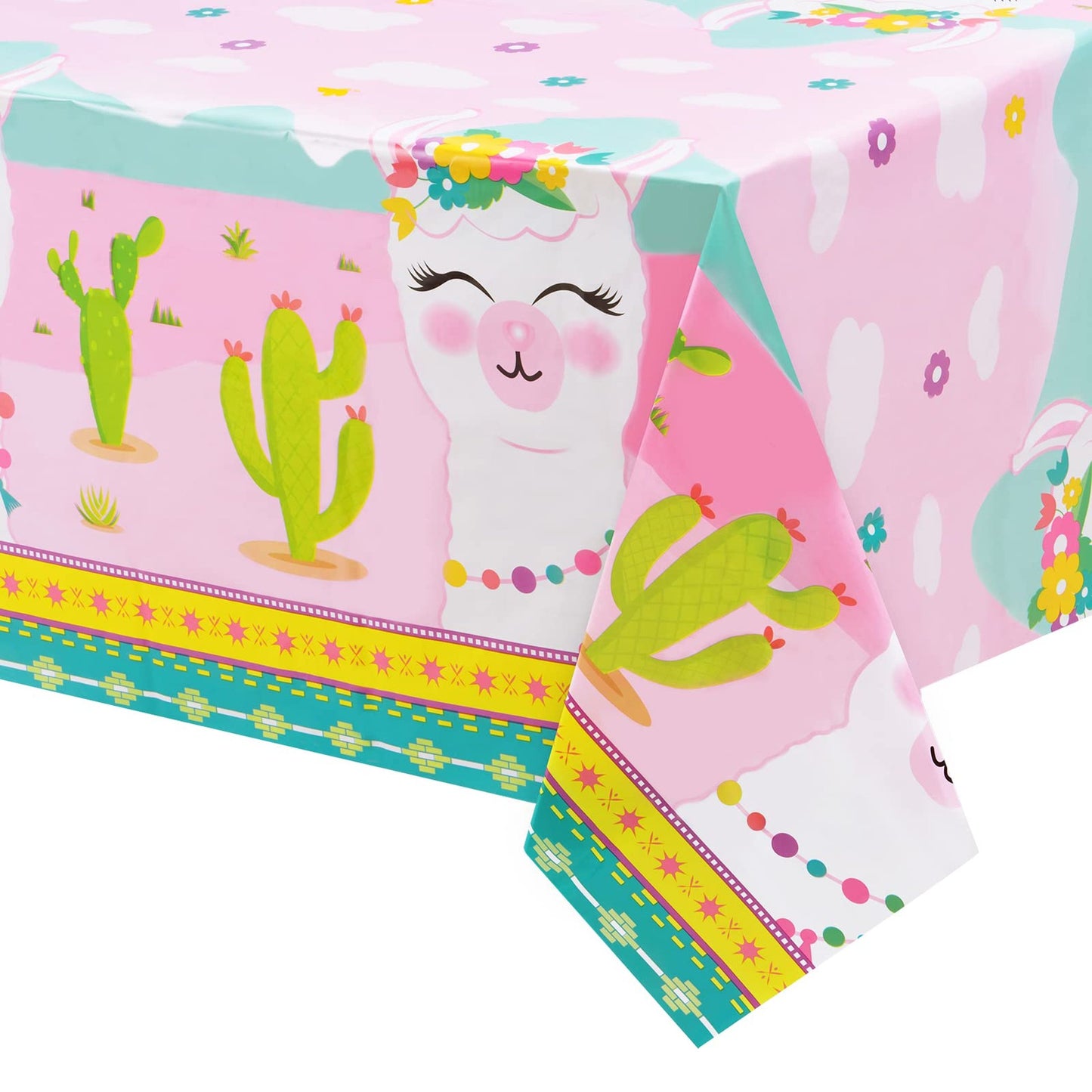 Pink Llama Table Cover for Kids Party 2 pcs