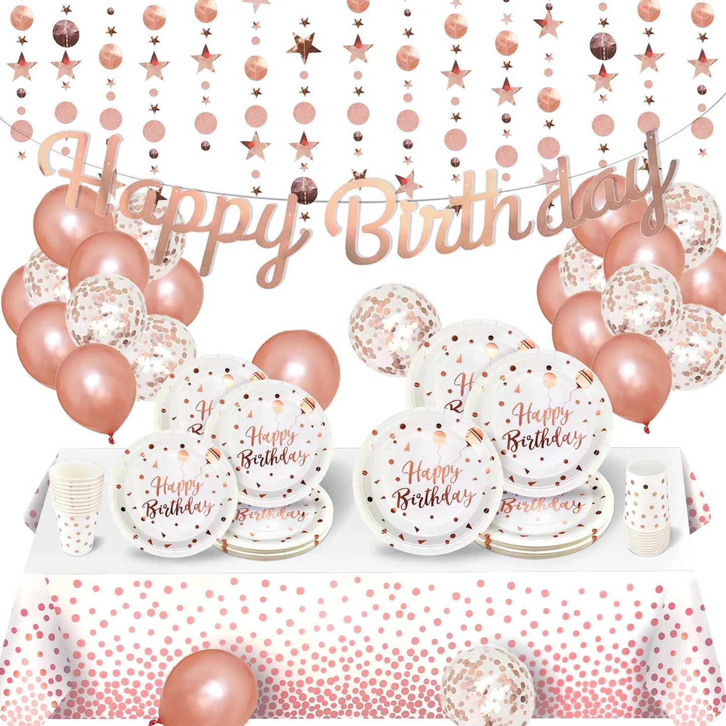 Rose Gold Birthday Party Supplies and Decorations