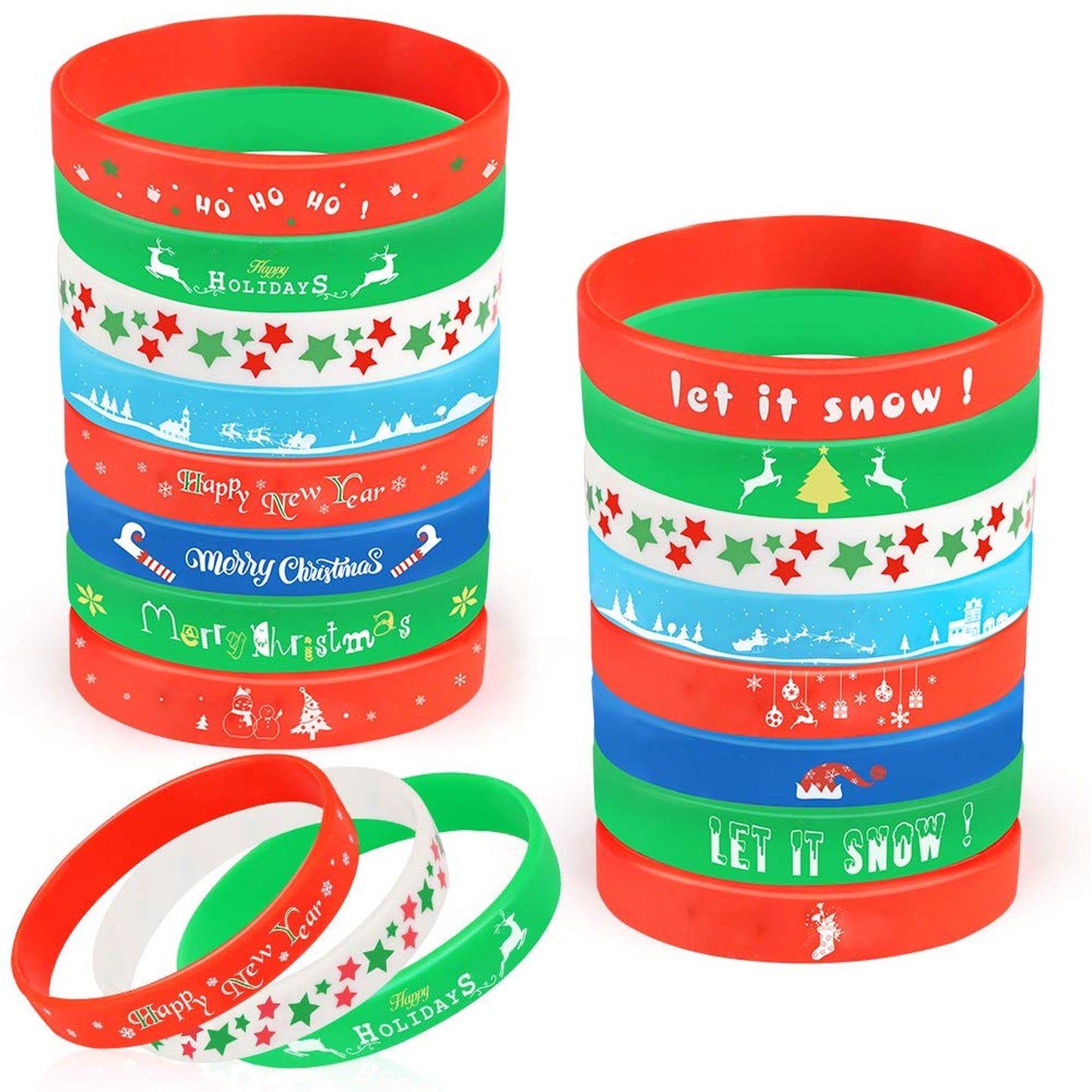 40PCS Silicone Bracelets for Kids and Adults