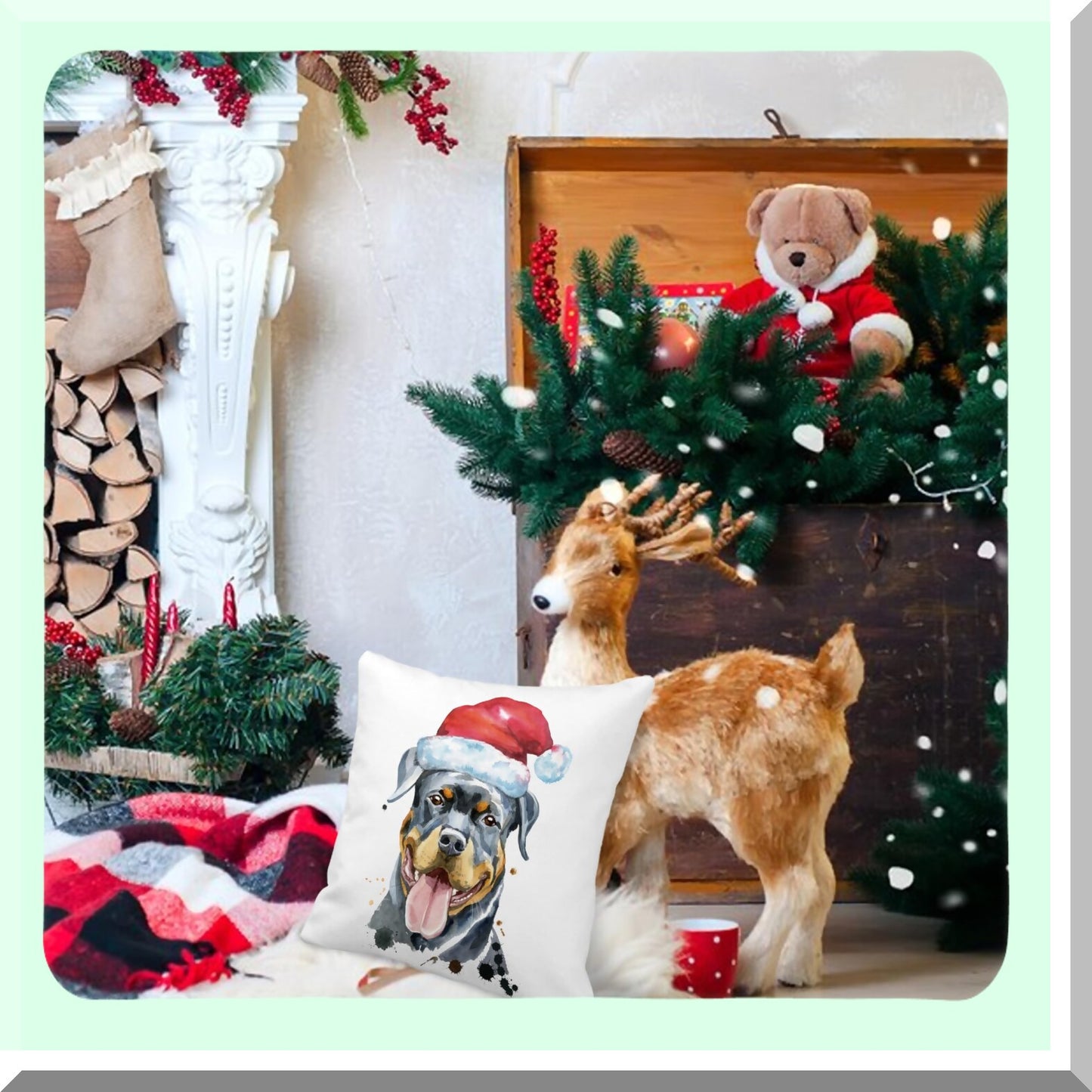 Rottweiler Love Decorative Pillow Cover - 18x18 Inch Dog Themed Cushion for Home Bedroom Living Room - Ideal Gift for Dog Lovers and Rottweiler Moms