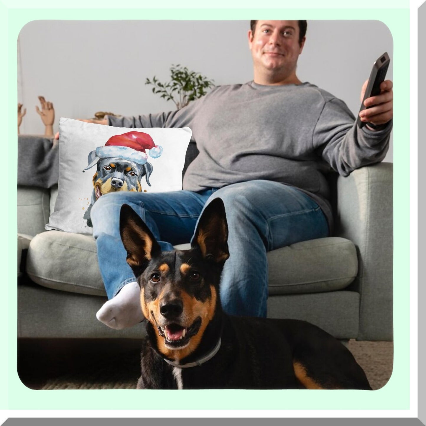 Rottweiler Love Decorative Pillow Cover - 18x18 Inch Dog Themed Cushion for Home Bedroom Living Room - Ideal Gift for Dog Lovers and Rottweiler Moms