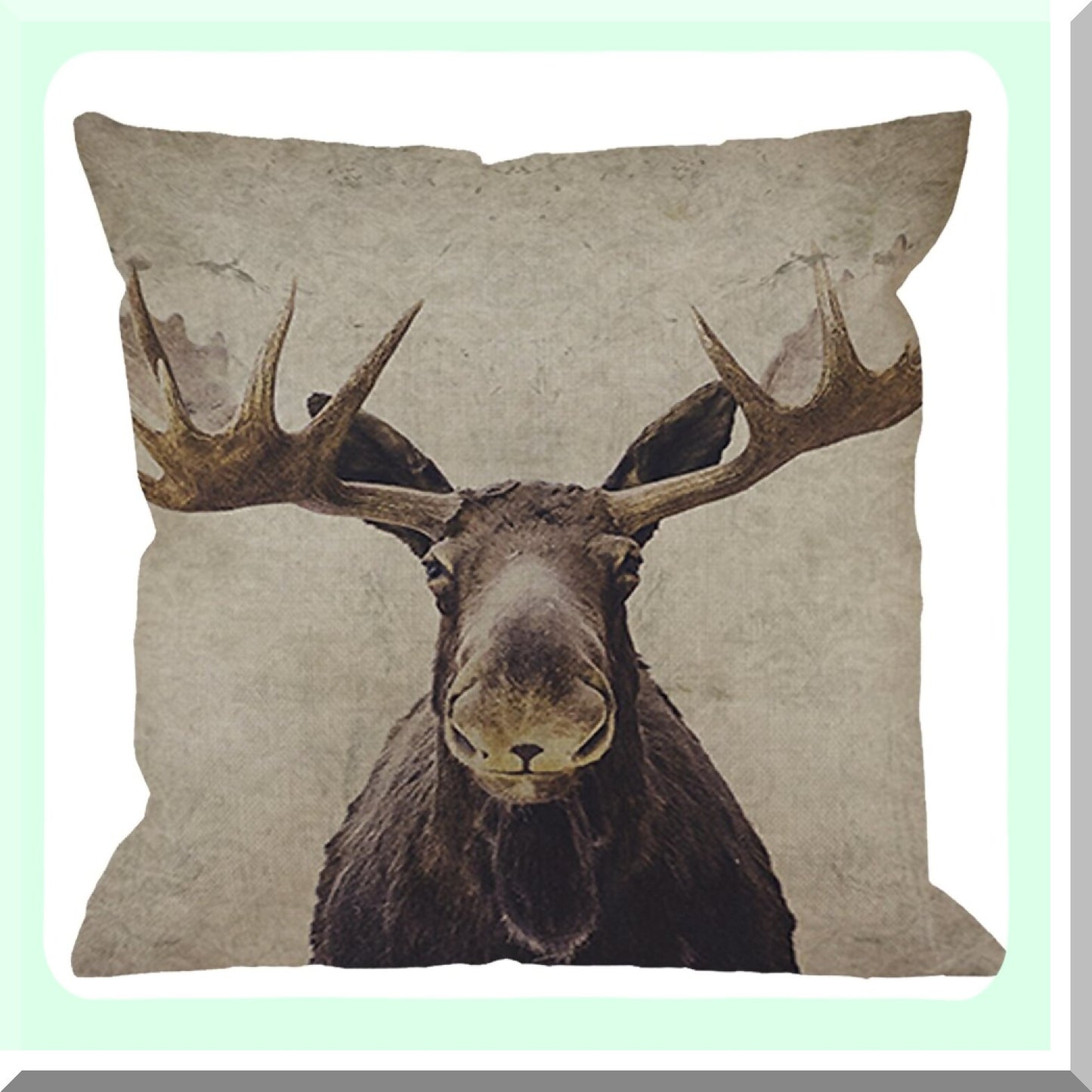 Rustic Moose Decorative Pillow Cover - Cotton Linen Square Cushion Case for Home Sofa Armchair Bedroom Living Room - 18 x 18 Inch - Men Women Gift