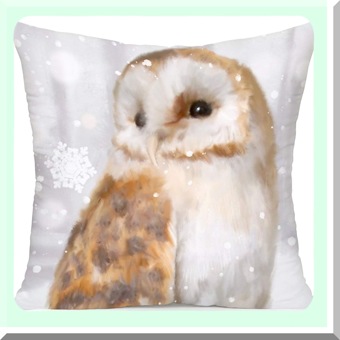 Winter Owl Soft Pillowcase - Super Cute Animal Snow Decor Cushion Cover 18x18 Inches Owl-1 - Cozy Throw Pillow Cover