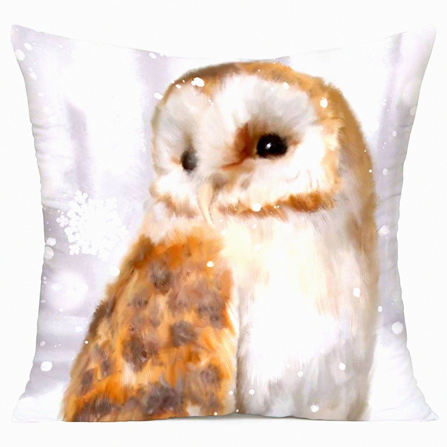 Winter Owl Soft Pillowcase - Super Cute Animal Snow Decor Cushion Cover 18x18 Inches Owl-1 - Cozy Throw Pillow Cover