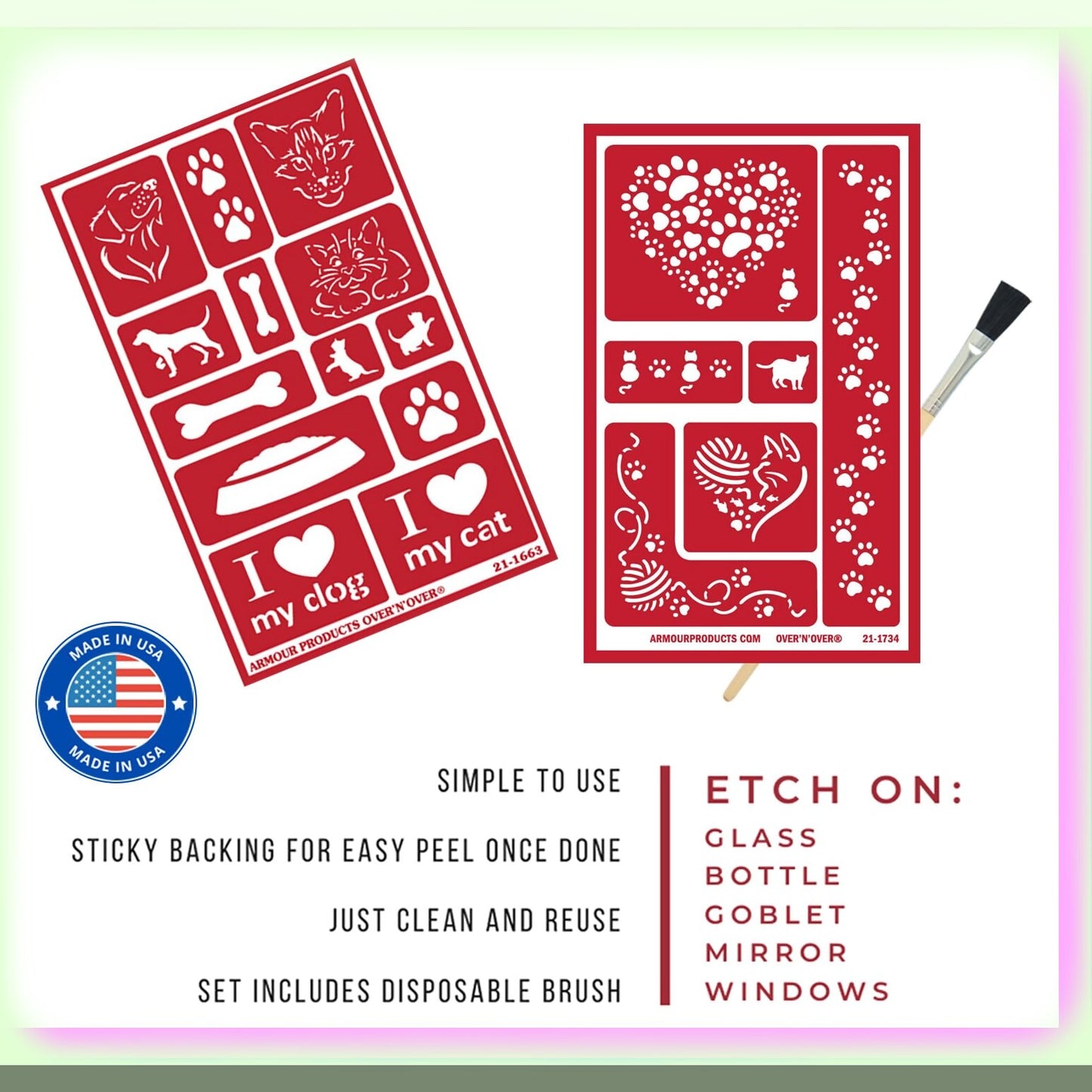 Reusable Kitty & Puppy Etching Template Set