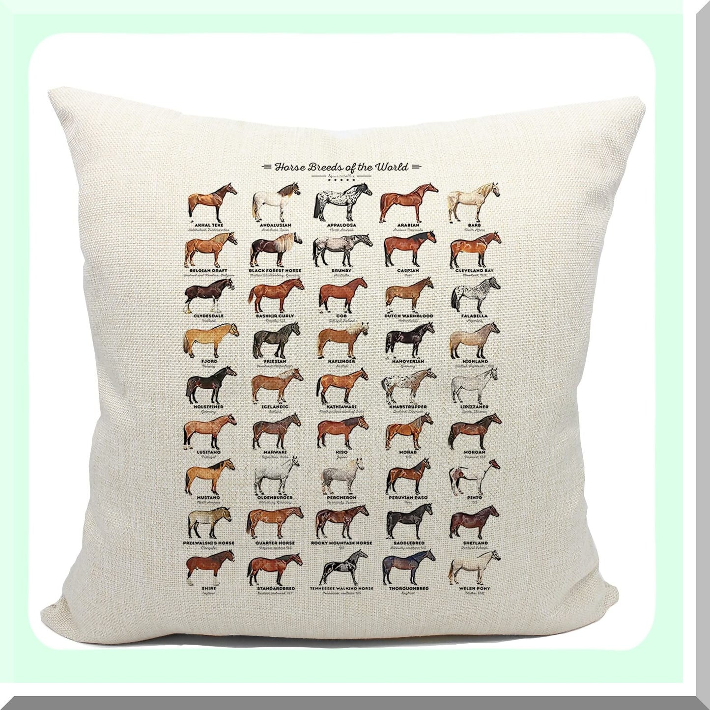 Horse Haven Linen Pillow Cover Set - 18x18 Decorative Cushion for Girls Room, Equestrian Theme Bedroom Decor, Horse Lover Gift, Soft and Cozy