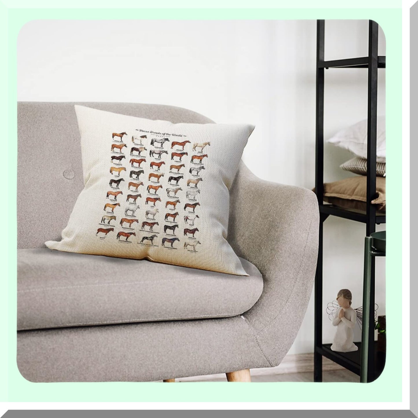 Horse Haven Linen Pillow Cover Set - 18x18 Decorative Cushion for Girls Room, Equestrian Theme Bedroom Decor, Horse Lover Gift, Soft and Cozy