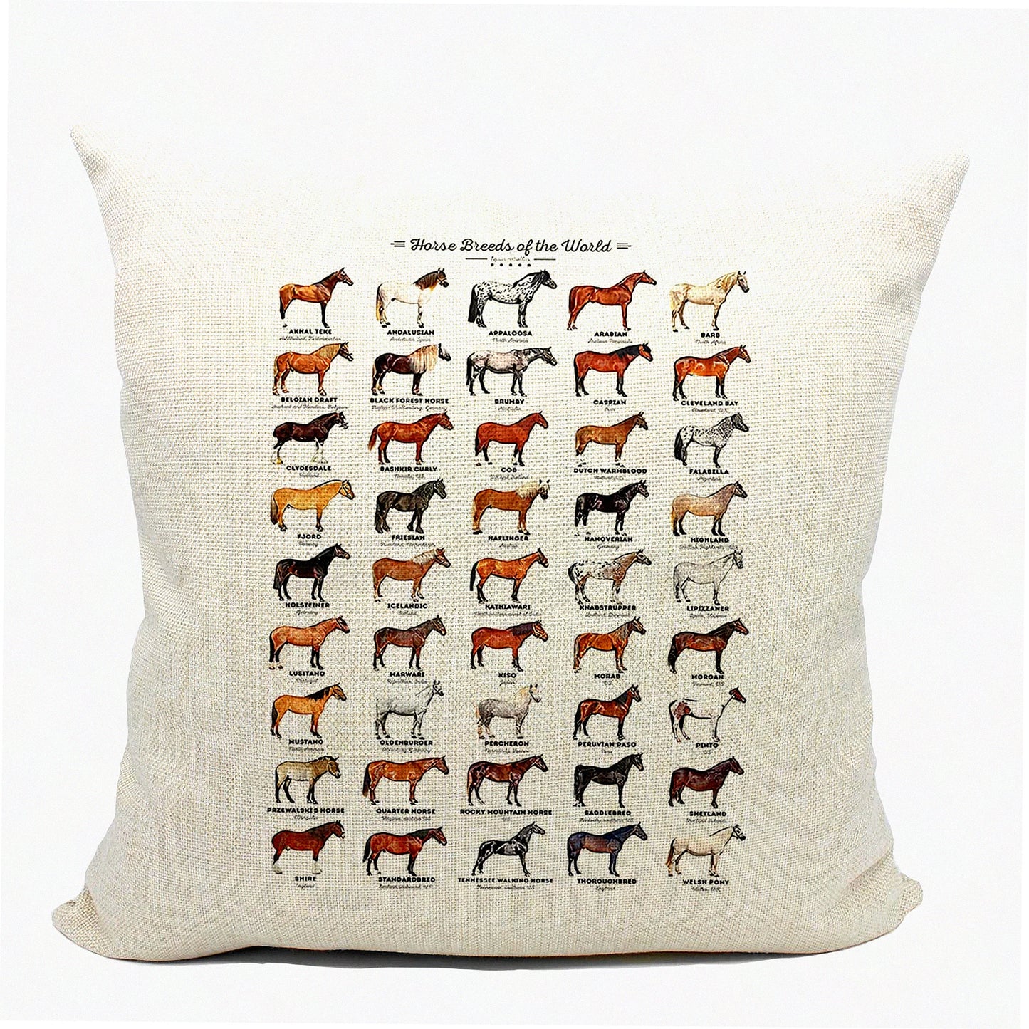 Horse Haven Linen Pillow Cover Set - 18x18 Decorative Cushion for Girls Room, Equestrian Theme Bedroom Decor, Horse Lover Gift, Soft and Cozy