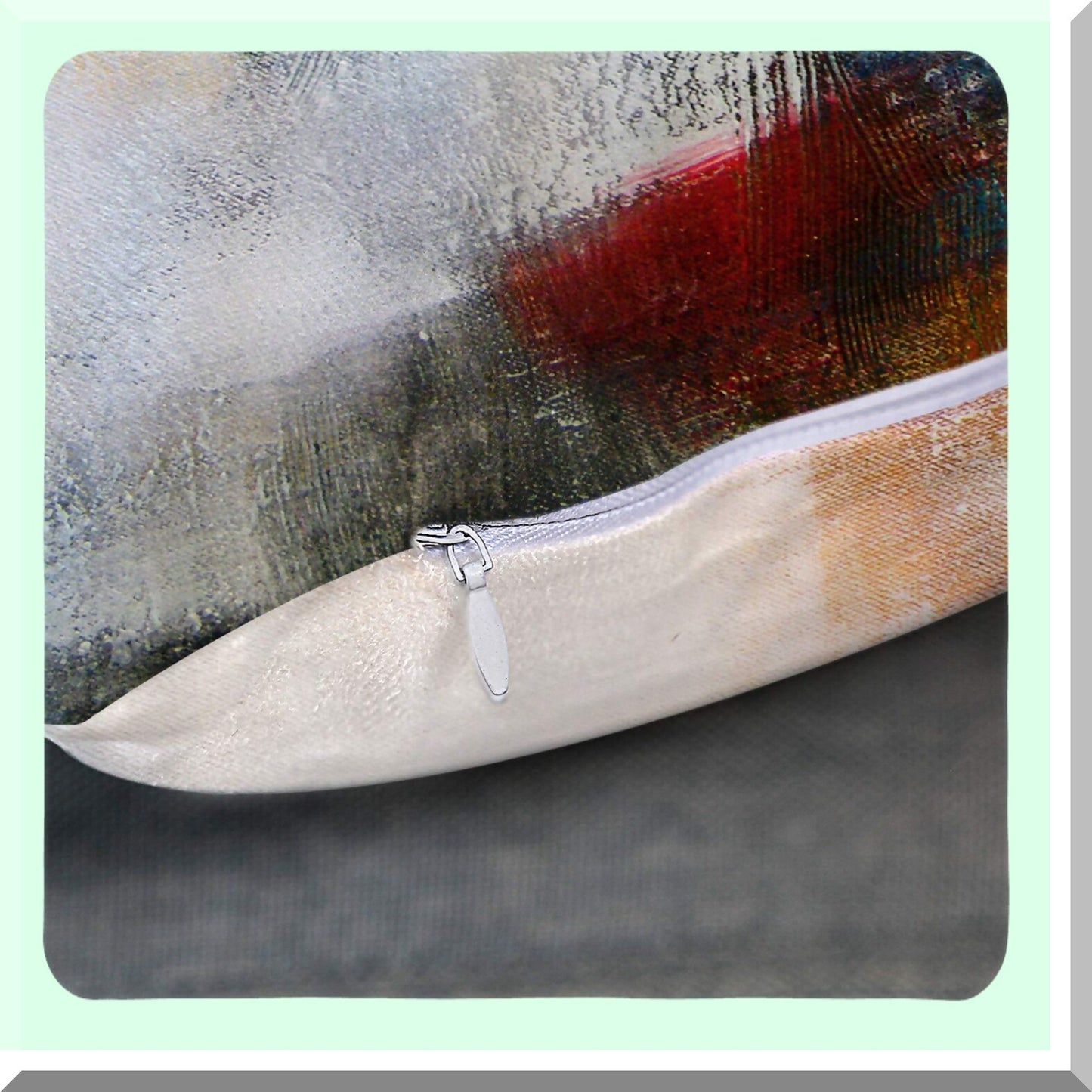 Colorful Canvas Shading Pillow Covers - Acrylic Painting Mix Media Decor - Red Orange Blue Turquoise Contemporary Home Decor - 20x20 Inches Square Pillowcase