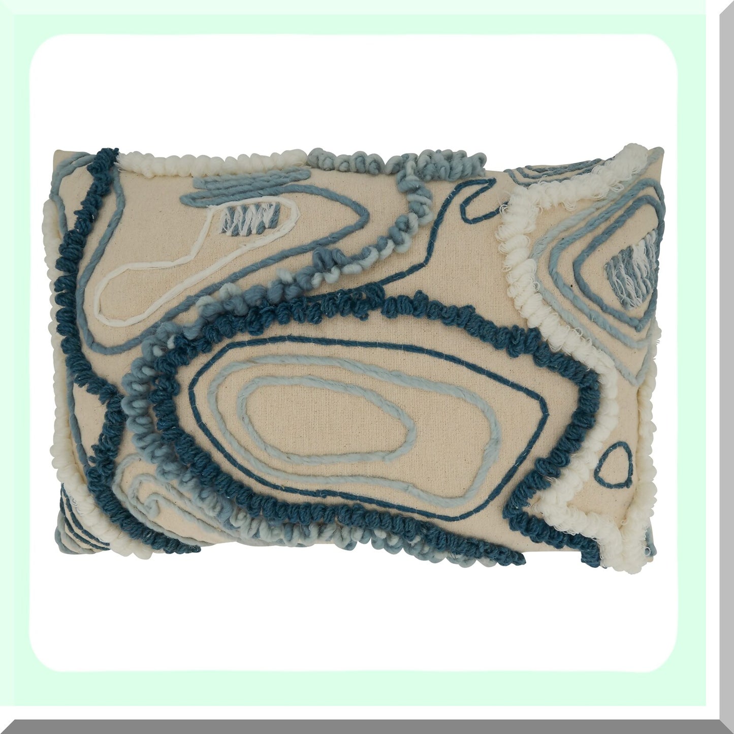 Blue Ridge Embroidered Topography Pillow Cover - 16"x24" - Decorative Cushion Case with Mountain Design - Home Decor Accent for Sofa or Bed