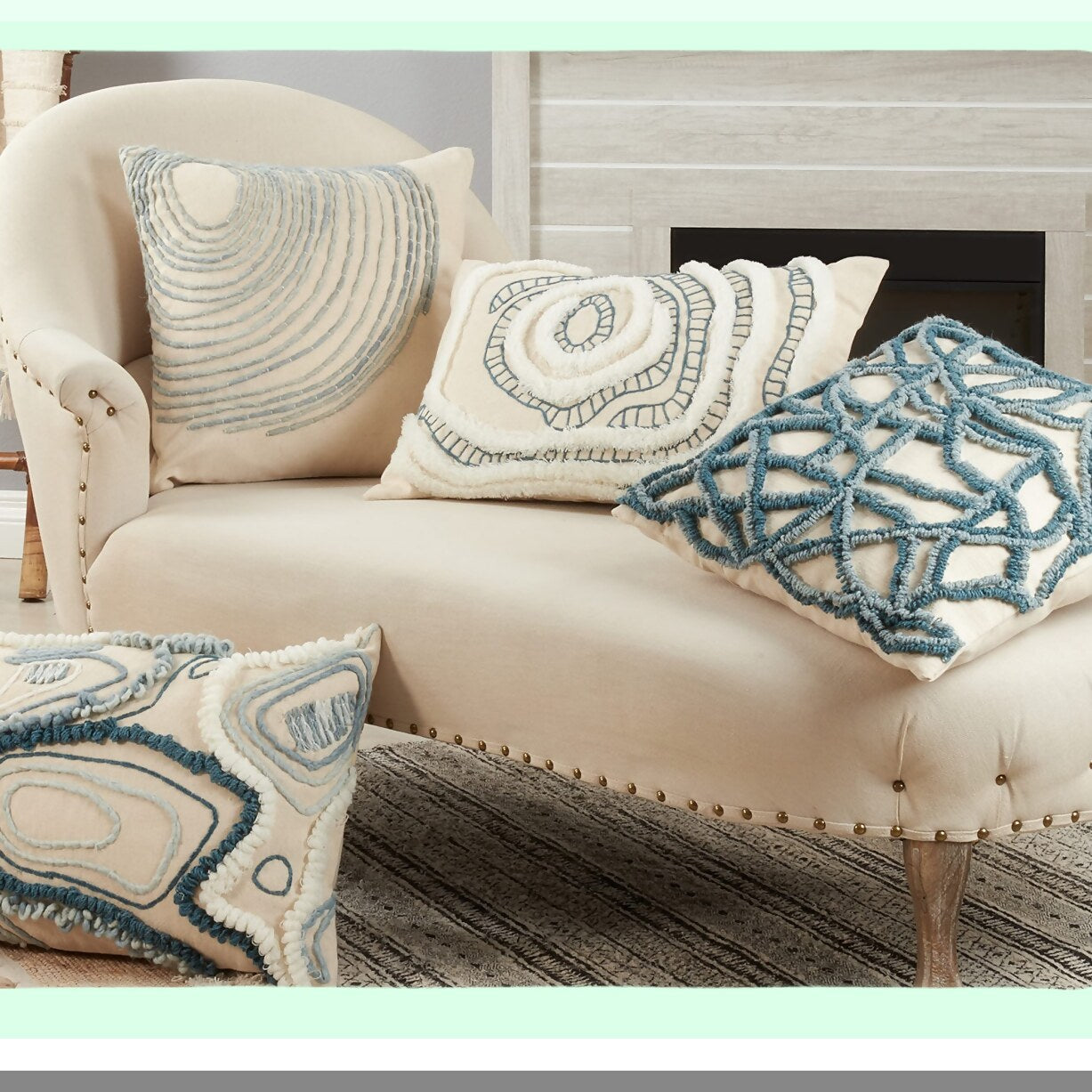 Blue Ridge Embroidered Topography Pillow Cover - 16"x24" - Decorative Cushion Case with Mountain Design - Home Decor Accent for Sofa or Bed