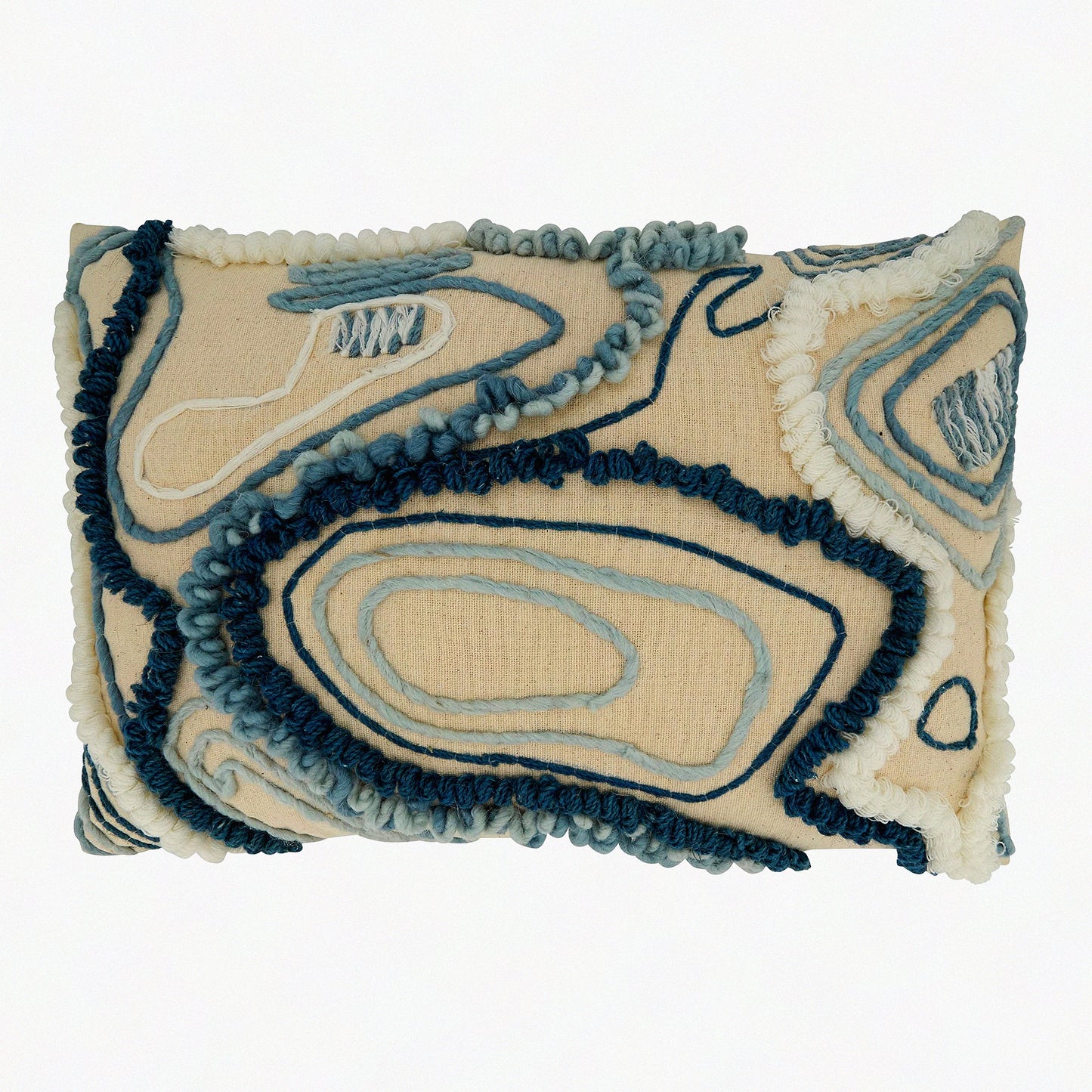 Blue Ridge Embroidered Topography Pillow Cover - 16"x24" - Decorative Cushion Case with Mountain Design - Home Decor Accent for Sofa or Bed