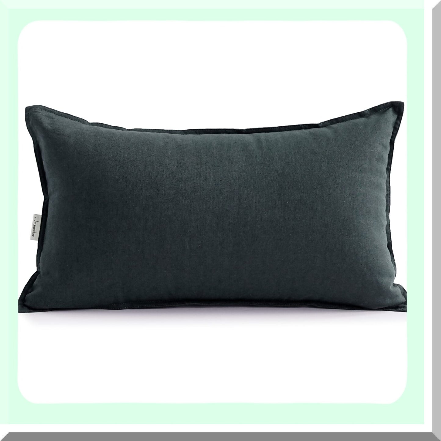 EcoChic Lumbar Pillow Cover - Cotton Linen Decorative Cushion Case with Twin Needle Stitching for Wedding, Party, Gift, Car - 12"x20" Dark Green