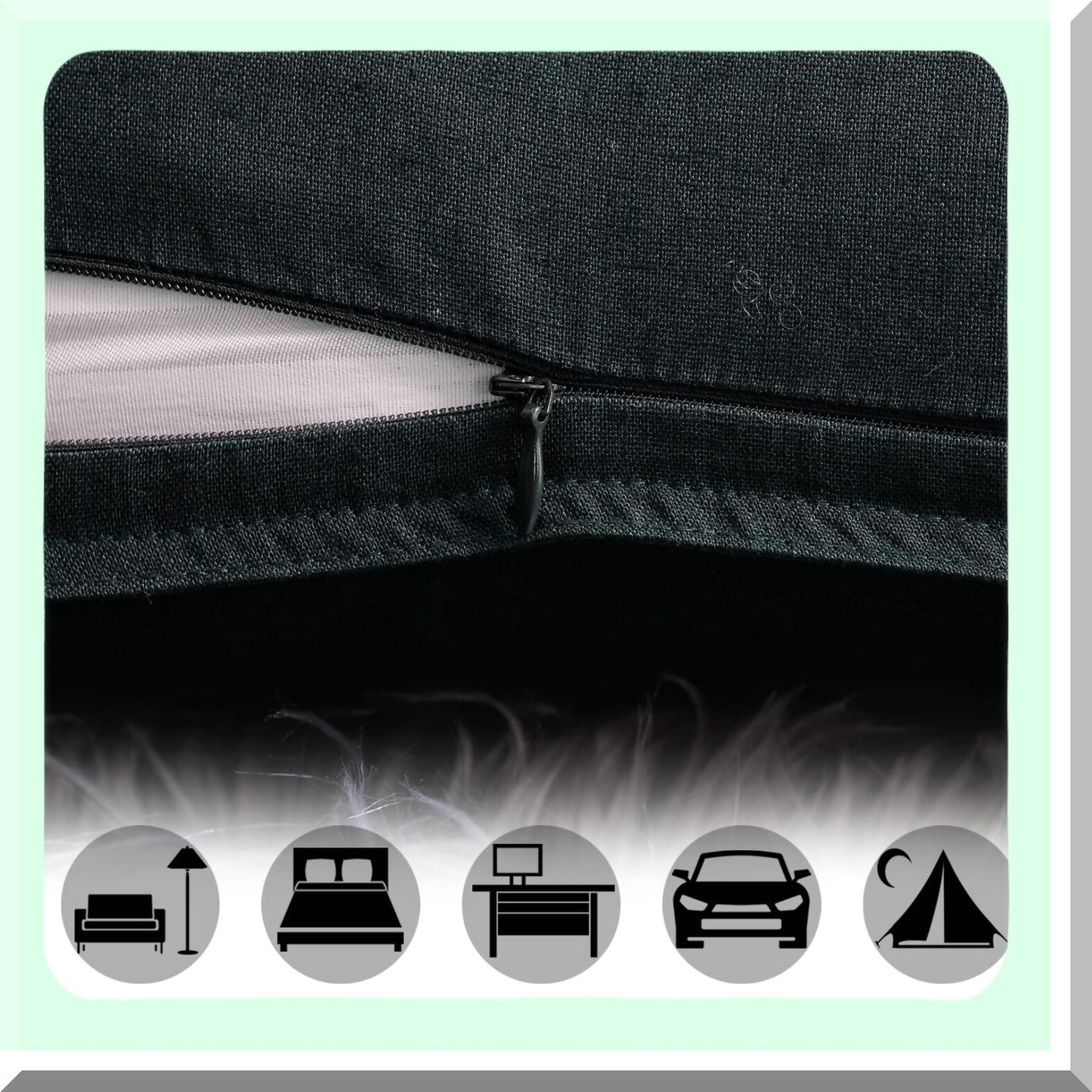 EcoChic Lumbar Pillow Cover - Cotton Linen Decorative Cushion Case with Twin Needle Stitching for Wedding, Party, Gift, Car - 12"x20" Dark Green