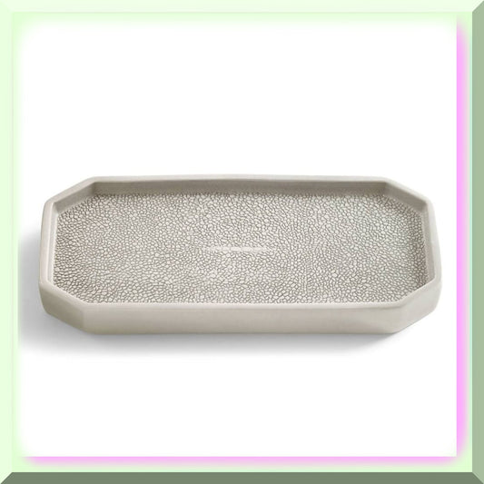 Shagreen Porcelain Bath Accessories Tray Grey