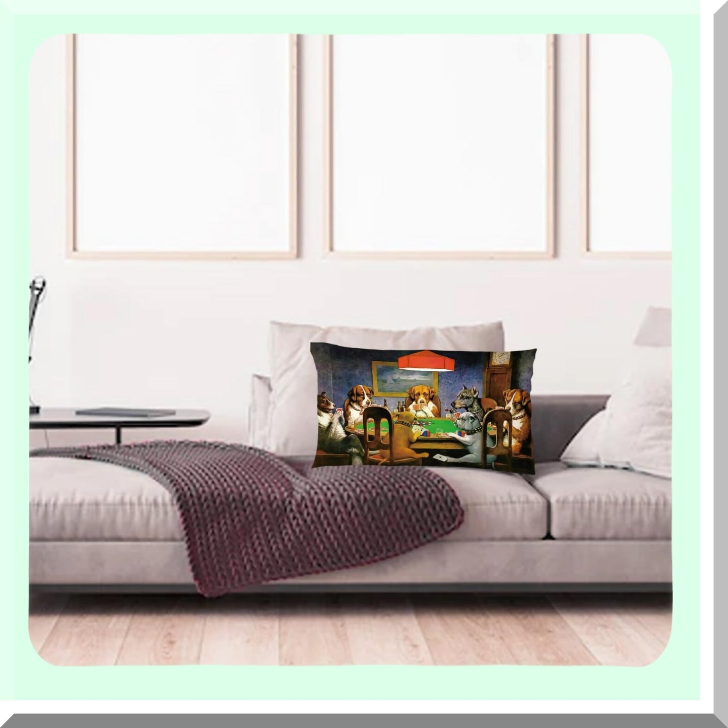 Funny Poker Pups Pillow Covers - Set of 2 | 12x20 Throw Pillow Covers | Decorative Dog Pillows for Bed | Unique Dog Gifts for Women | Poker Dogs Theme