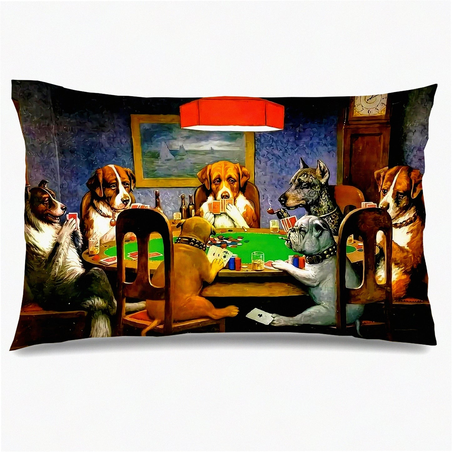 Funny Poker Pups Pillow Covers - Set of 2 | 12x20 Throw Pillow Covers | Decorative Dog Pillows for Bed | Unique Dog Gifts for Women | Poker Dogs Theme