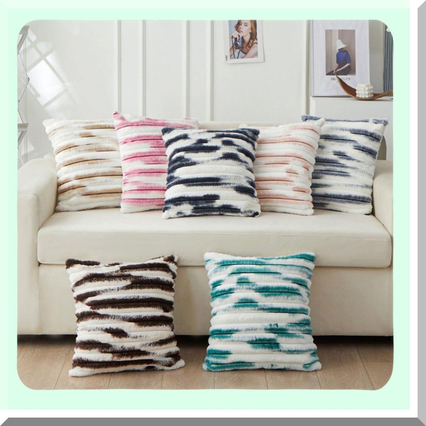 Luxury Tie-Dyed Striped Velvet Pillow Covers - Set of 2, Modern Cozy Cushion Cases for Bed Sofa, Home Decor, 18x18 Inch Brown Square Throw Pillow Cover