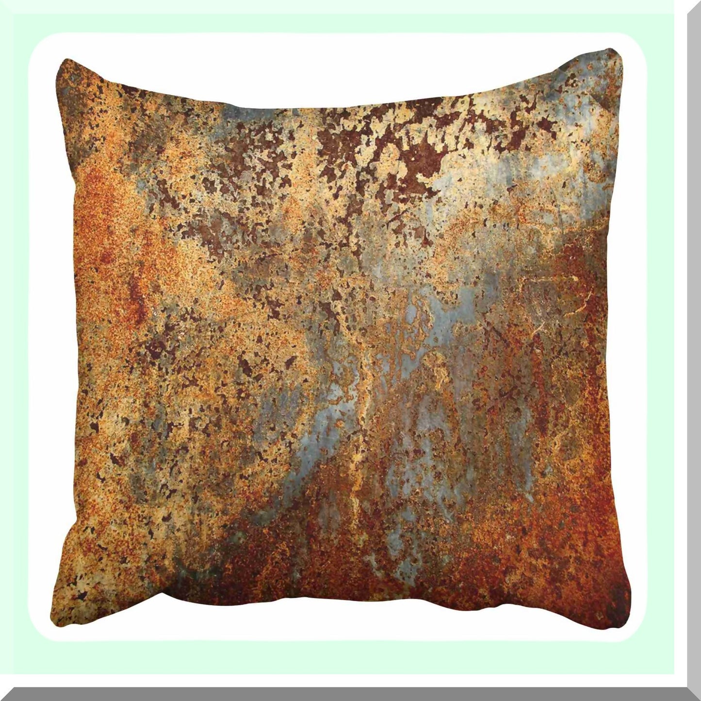 Rustic Metal Structure Print Pillowcase - Brown 18x18 Inch Decorative Throw Pillow Cover with Colorful Rusty Steel Iron Design for Wall and Door Décor