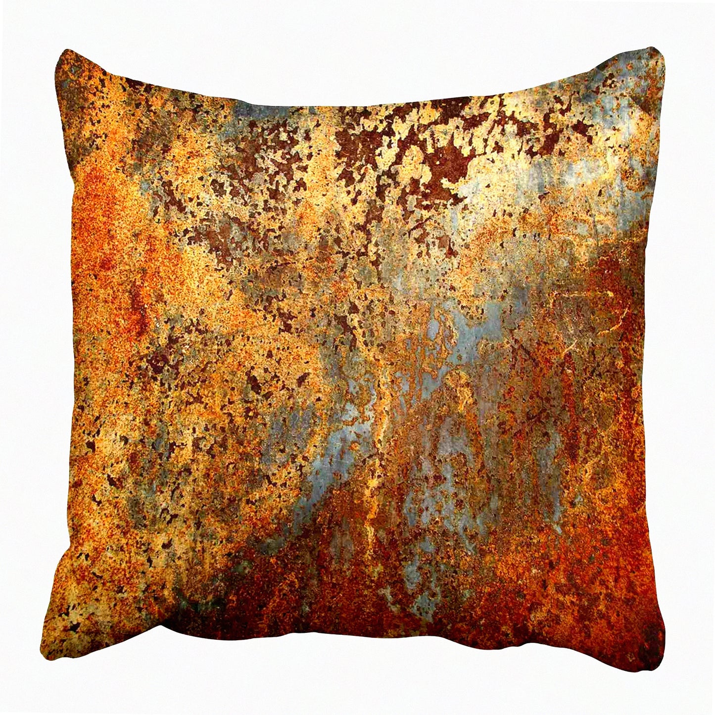 Rustic Metal Structure Print Pillowcase - Brown 18x18 Inch Decorative Throw Pillow Cover with Colorful Rusty Steel Iron Design for Wall and Door Décor
