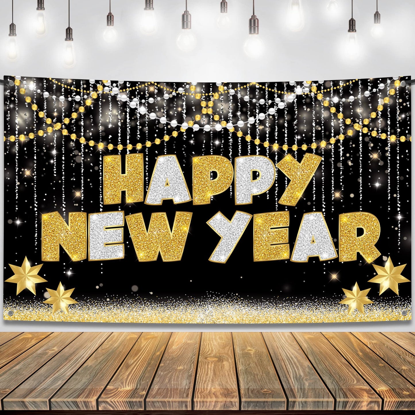 Jumbo New Year's Eve Banner - 72x44 Inch NYE Decorations 2024 - Giant New Year's Banner for Party Supplies - XL Happy New Year Backdrop 2024
