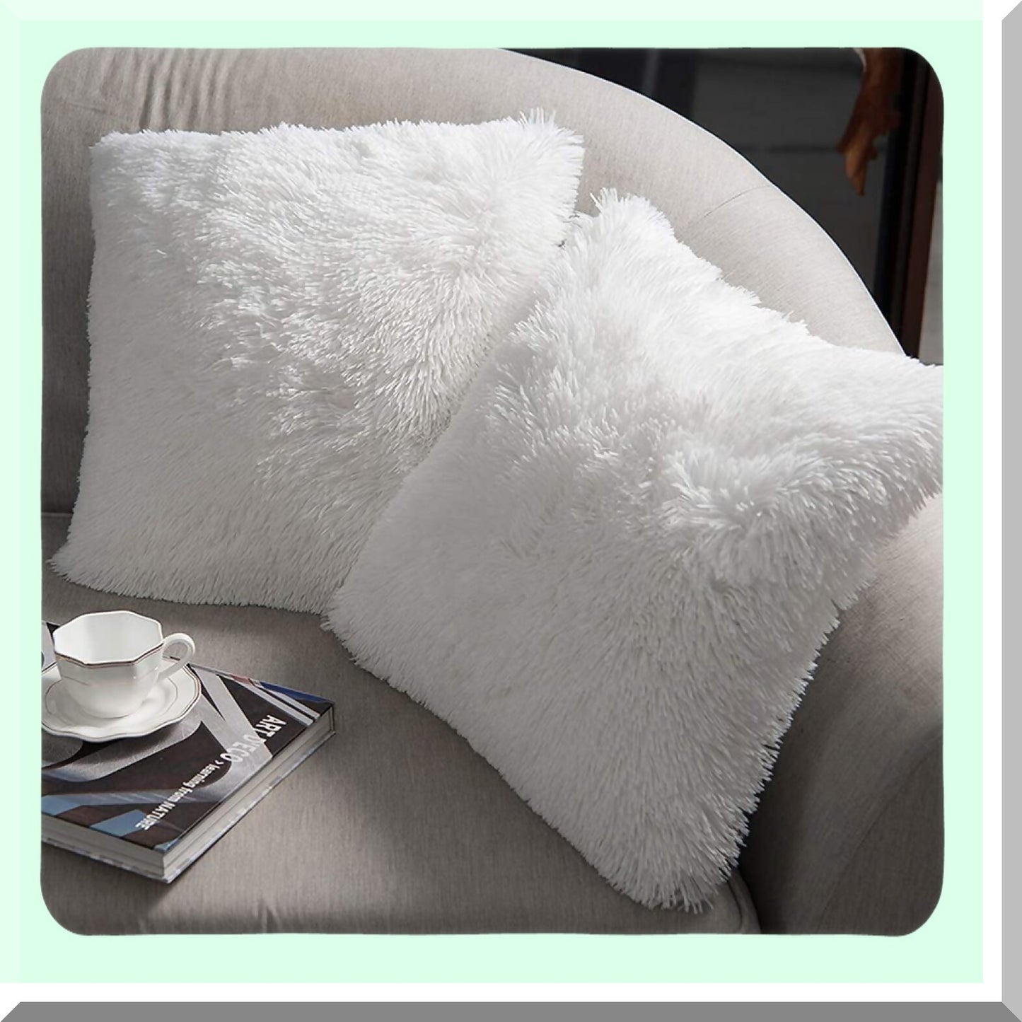 Plush Comfort Fleece Pillowcase Set - Soft Decorative Throw Pillow Covers, 18x18 Inch, White, Luxury Cushion Cover, Pack of 2