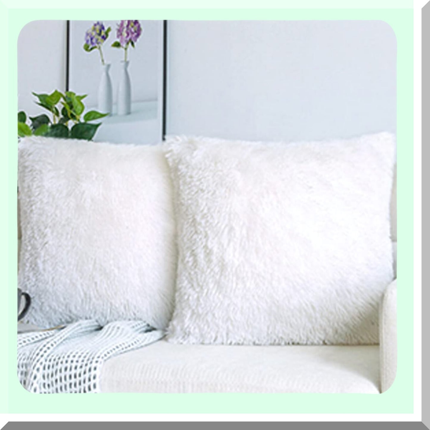Plush Comfort Fleece Pillowcase Set - Soft Decorative Throw Pillow Covers, 18x18 Inch, White, Luxury Cushion Cover, Pack of 2