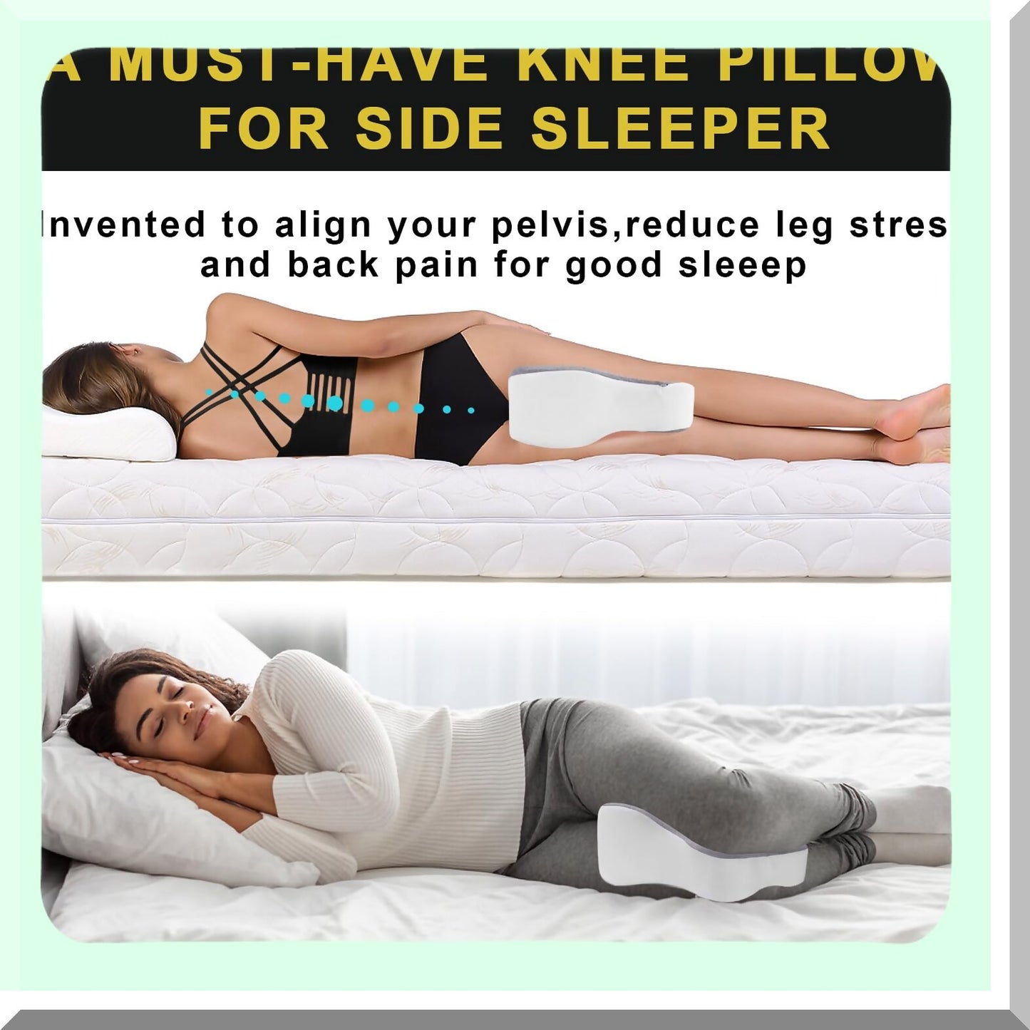 OrthoAlign Knee Support Pillow - Sciatica, Back, HIPS, Joints Pain Relief - Leg Pillow for Side Sleepers - Aligns Spine, Relieves Pressure - Thigh & Knee Support for Better Sleep