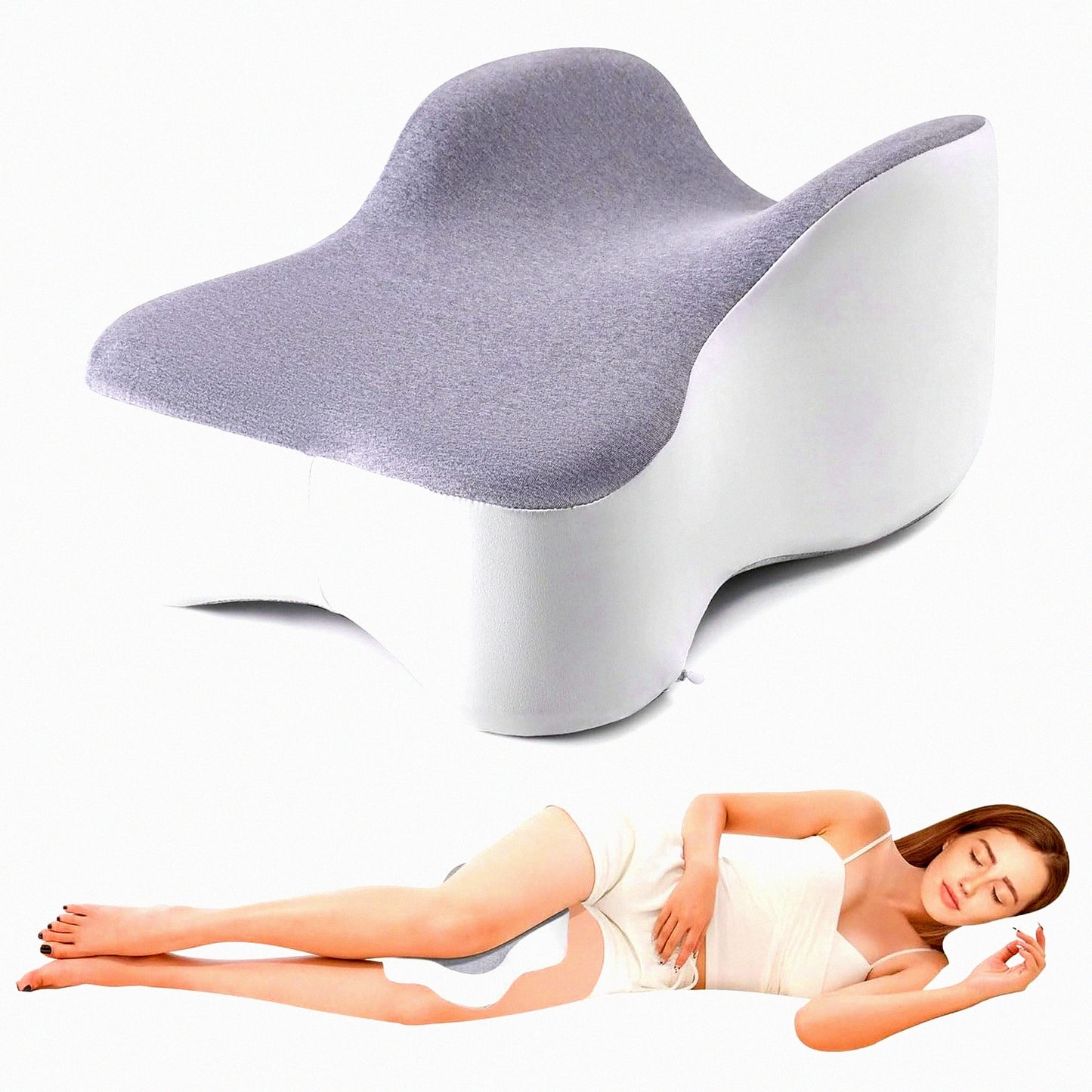 OrthoAlign Knee Support Pillow - Sciatica, Back, HIPS, Joints Pain Relief - Leg Pillow for Side Sleepers - Aligns Spine, Relieves Pressure - Thigh & Knee Support for Better Sleep