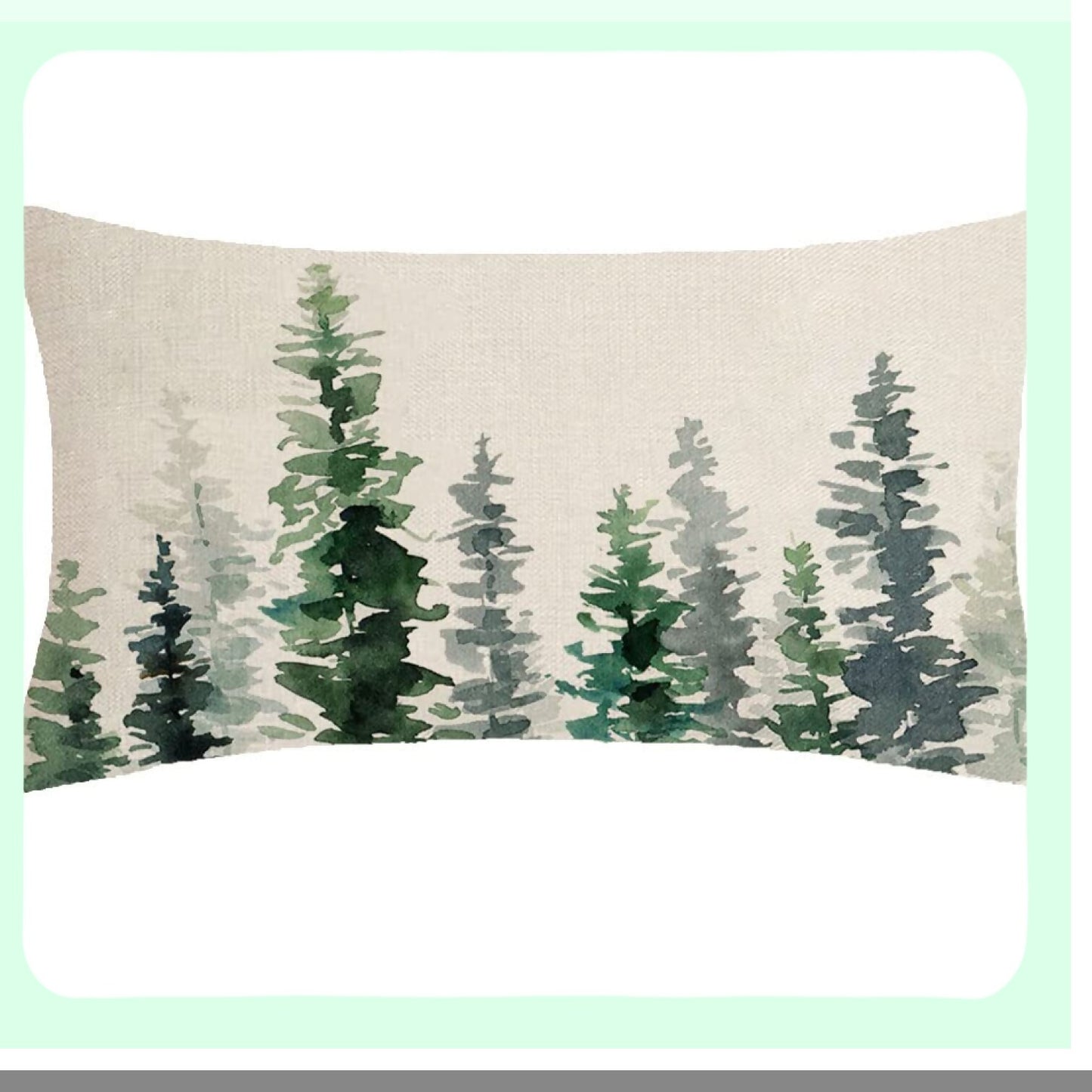 Pine Tree Holiday Decor Pillow Cover - Cotton Linen Cushion Case for Home Office - Rectangle 12 X 20 Inch Throw Pillow Cover