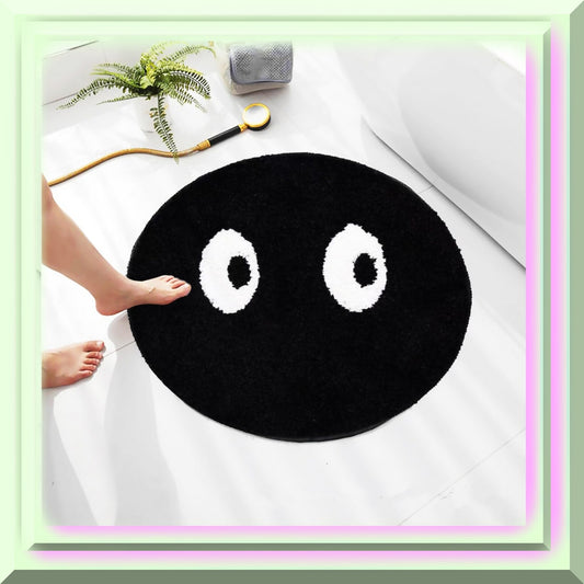 Black and White Bathroom Rug, 23.5" Non-Slip Washable