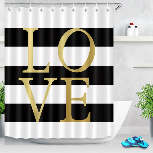 Black and White Shower Curtain 72x72 Inch with 12 Hooks