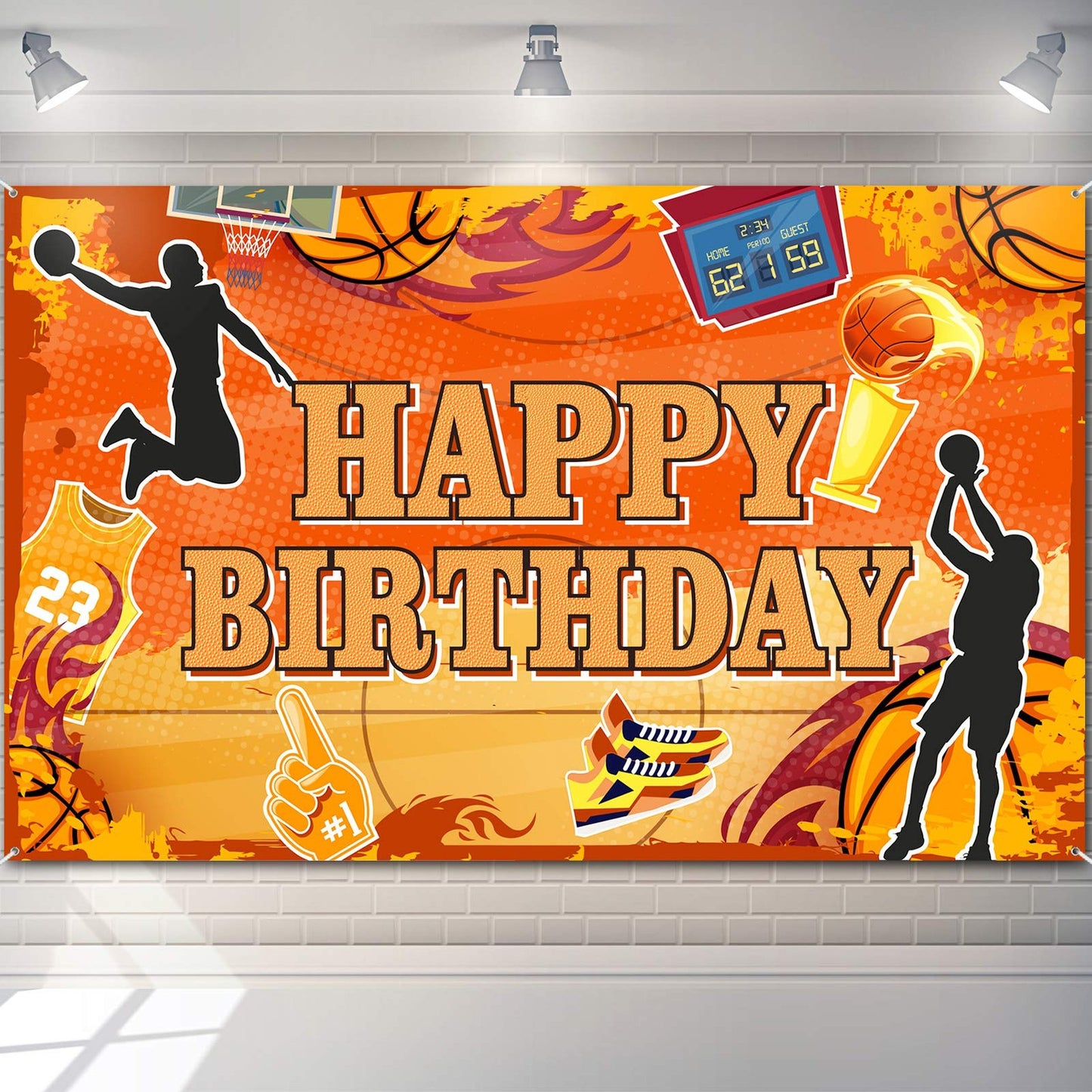 Basketball Birthday Backdrop for Sports Party Decorations