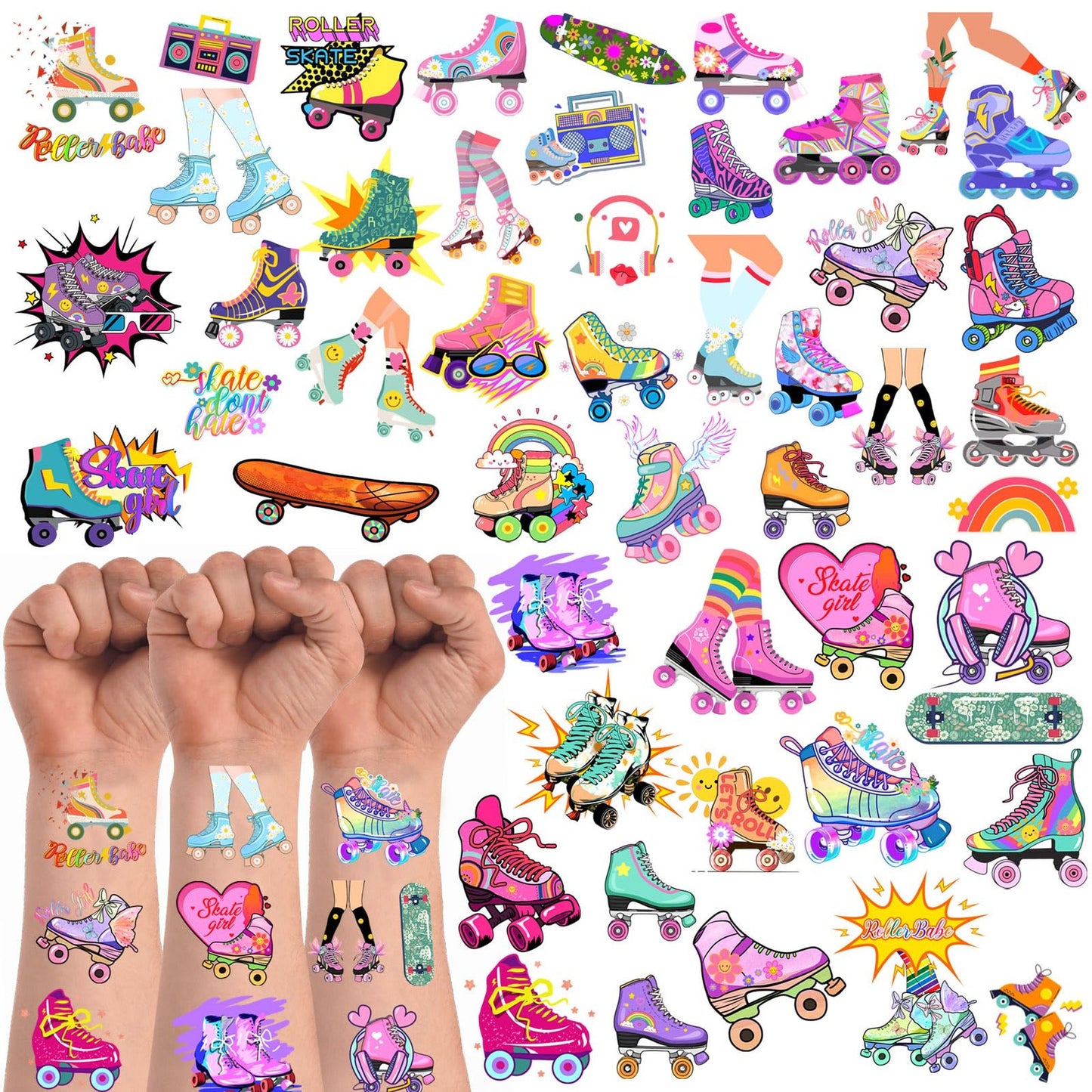 Roller Skate Party Sticker Pack - 200 Pieces of Fun Roller Skate Themed Stickers for Kids and Adults! Perfect for Birthday Parties and Goodie Bags!