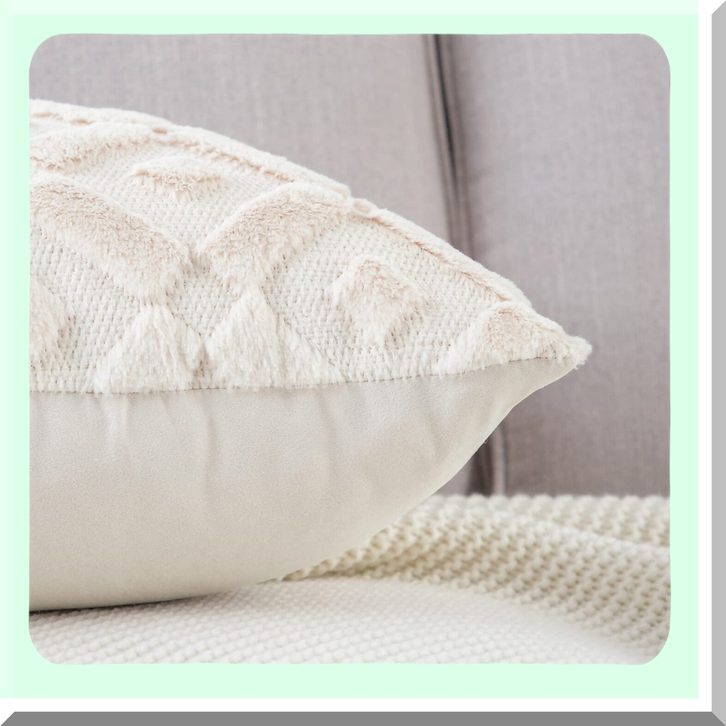 SuperPlush Cozy Wool Throw Pillow Covers - Set of 2 Beige 16x16 Inch Square Decorative Velvet Cushion Cover for Sofa Bedroom Livingroom - Soft & Stylish Pillow Shell