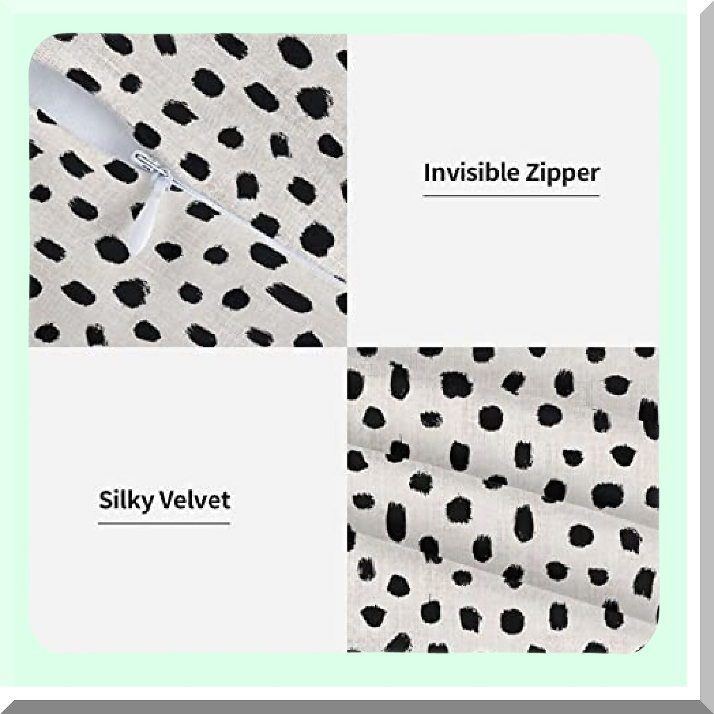 Rustic Boho Farmhouse Pillow Covers - Set of 2 Decorative Polka Dot Cushion Covers 16x16 - Black Cream Linen Throw Pillowcase for Home Car Bed - Outdoor Square Decor