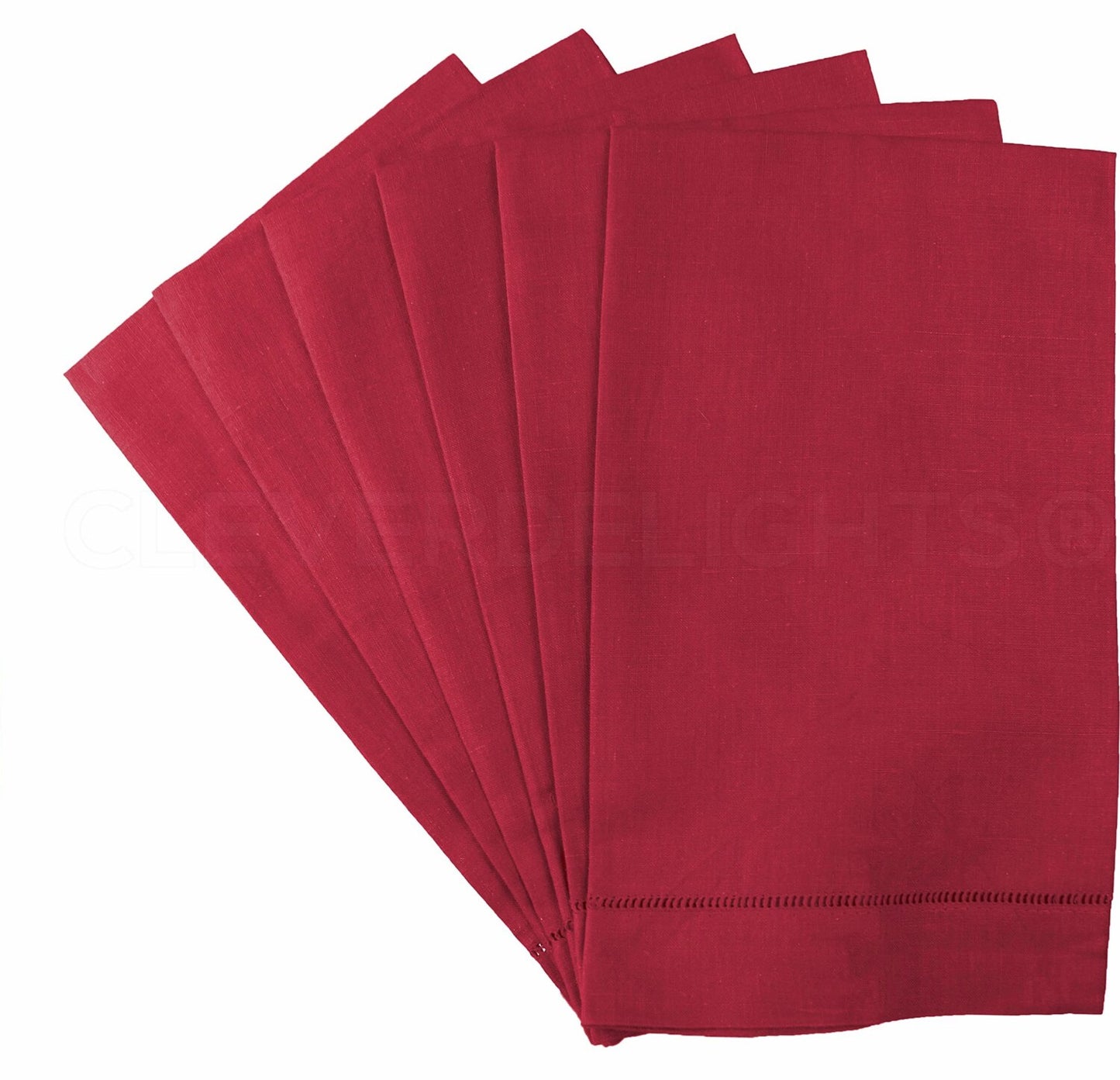 Red Linen Hemstitched Hand Towels 6 Pack 14" x 22"