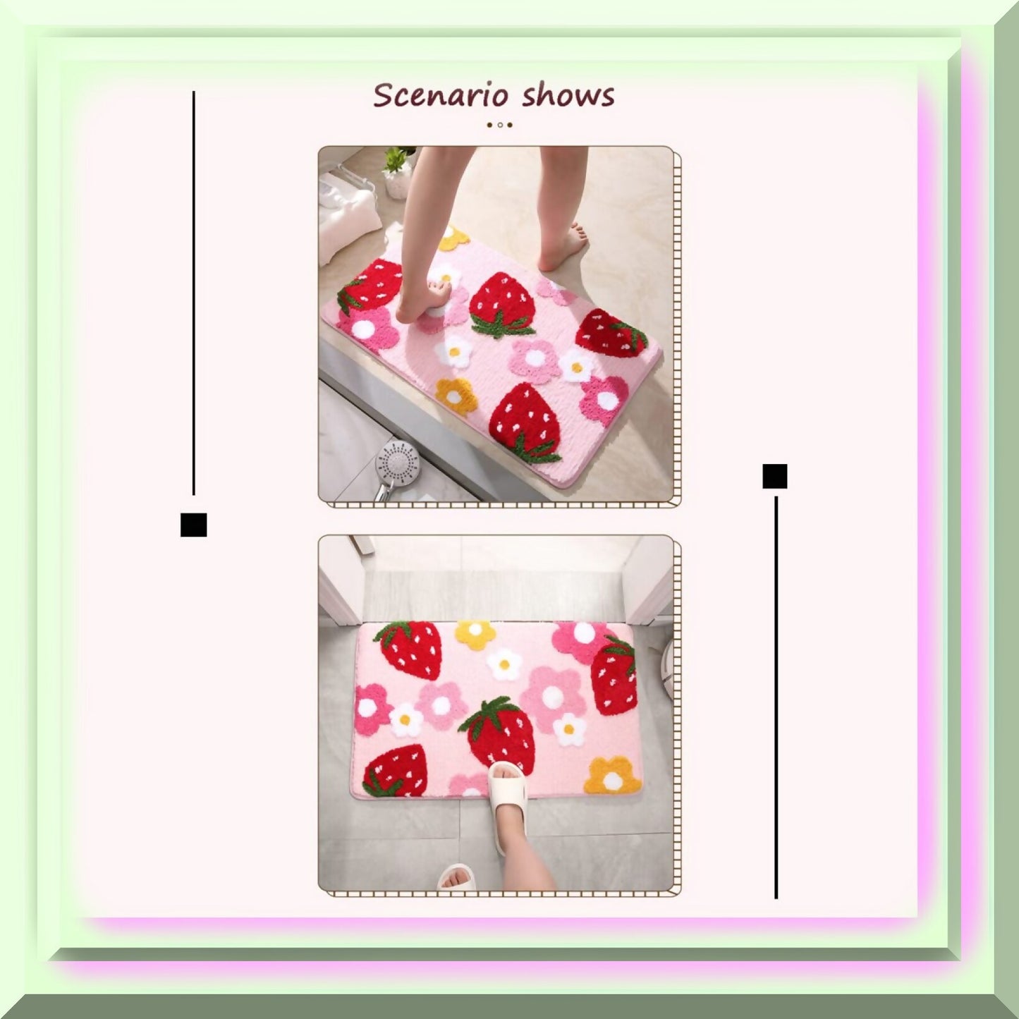 Soft Cozy Strawberry Bathroom Rug 17.7" x 25.6" Pink