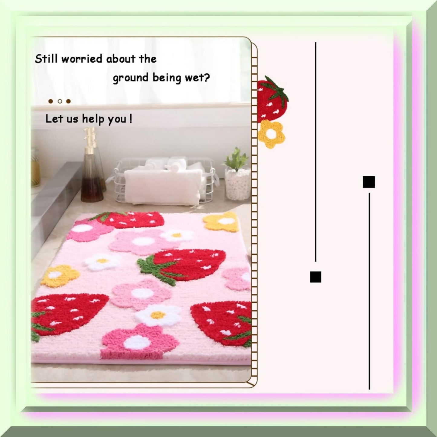 Soft Cozy Strawberry Bathroom Rug 17.7" x 25.6" Pink