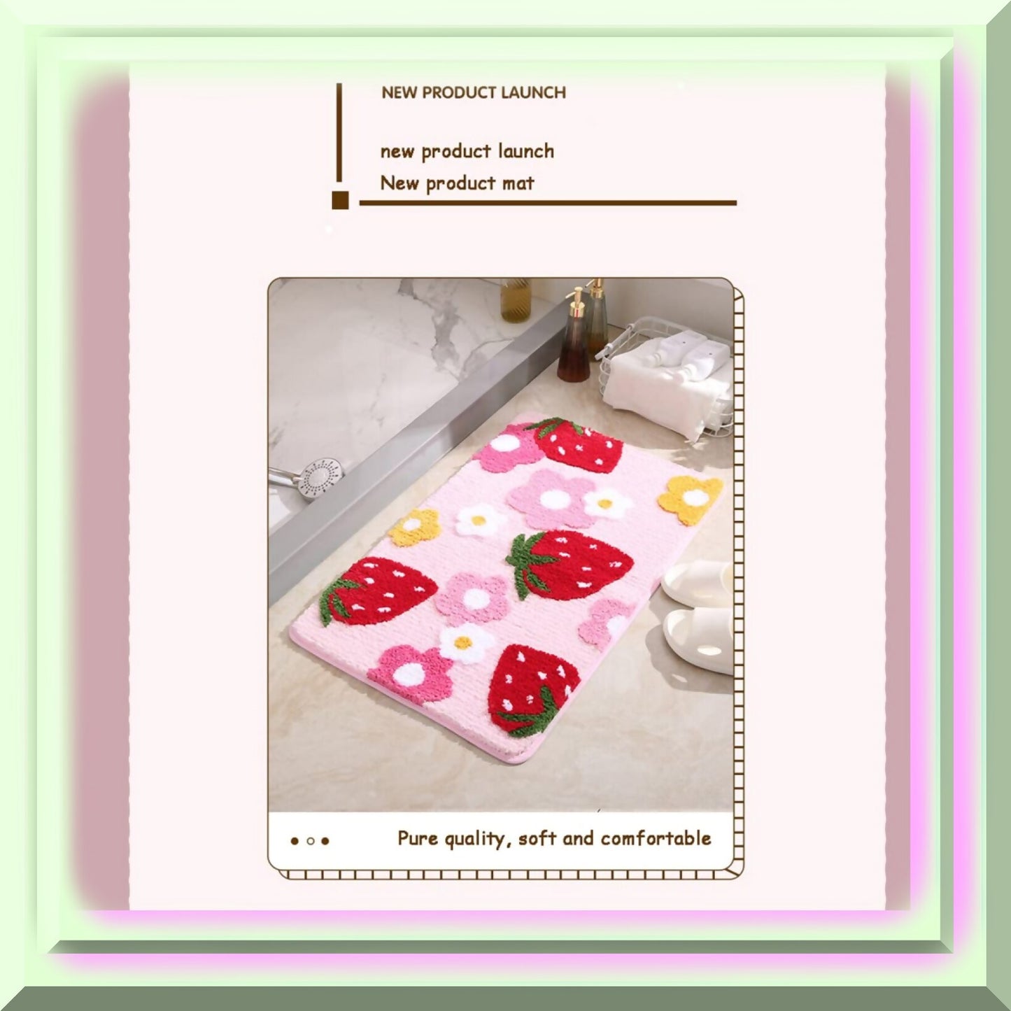 Soft Cozy Strawberry Bathroom Rug 17.7" x 25.6" Pink