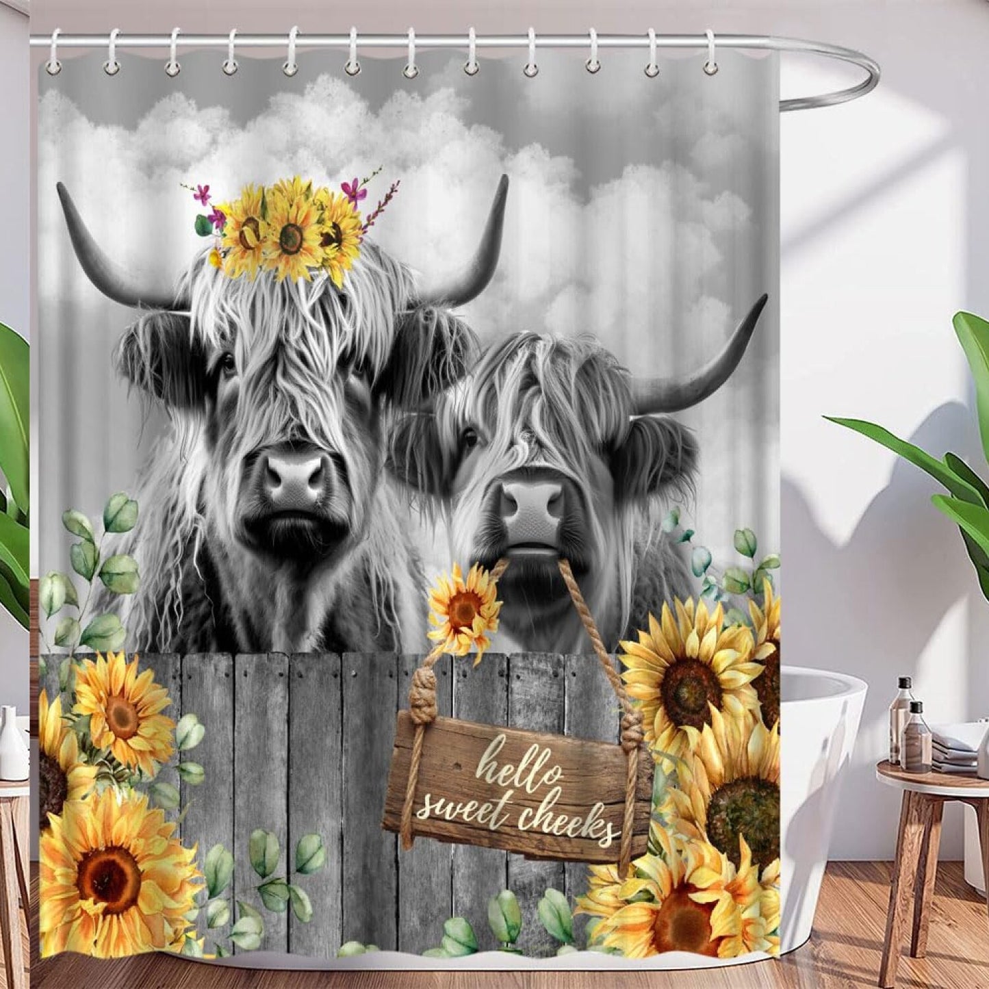 Highland Cow Shower Curtain 70x70 Inch