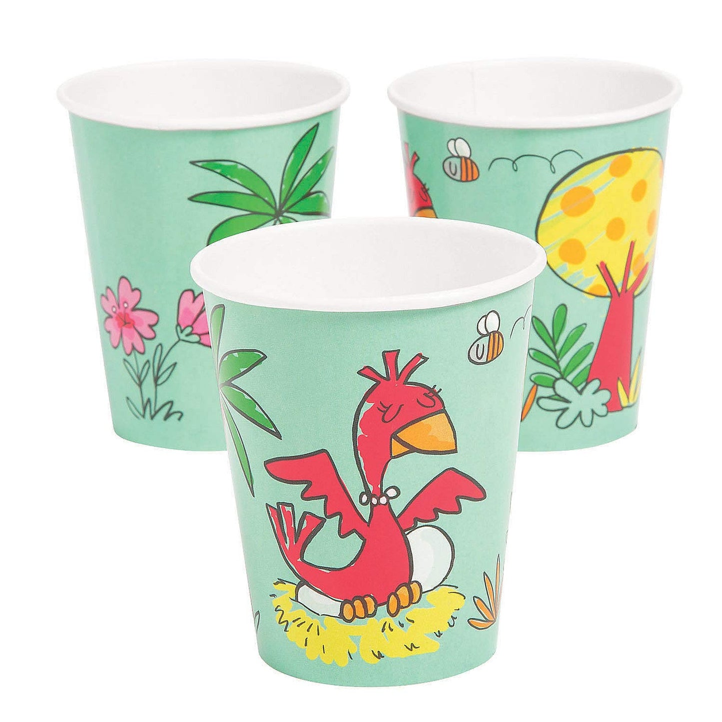 Girl Dinosaur Cup Party Supplies Set 8 Pieces