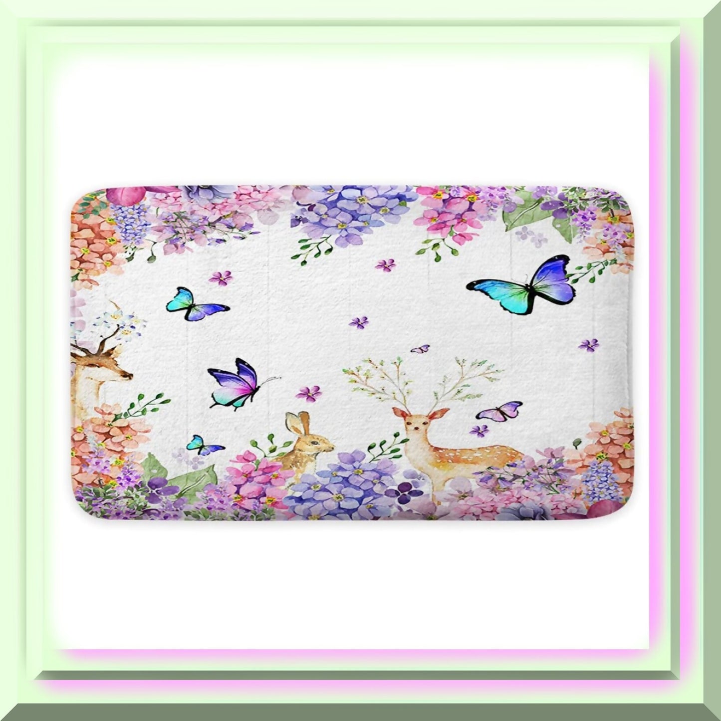Lavender Flowers and Butterfly Bath Rug 17x29 in