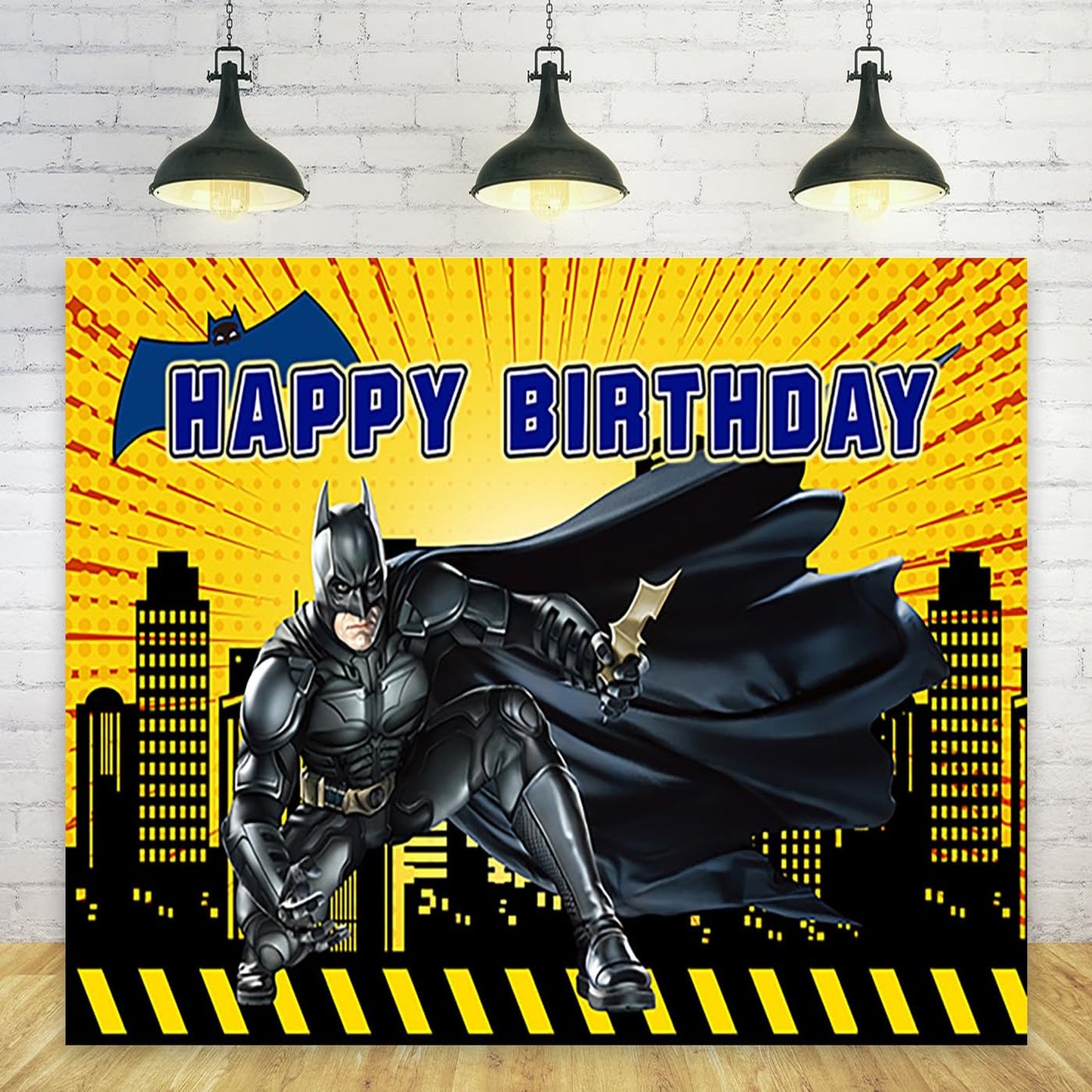 Yellow Superhero Backdrop for Party Decorations 5x3ft